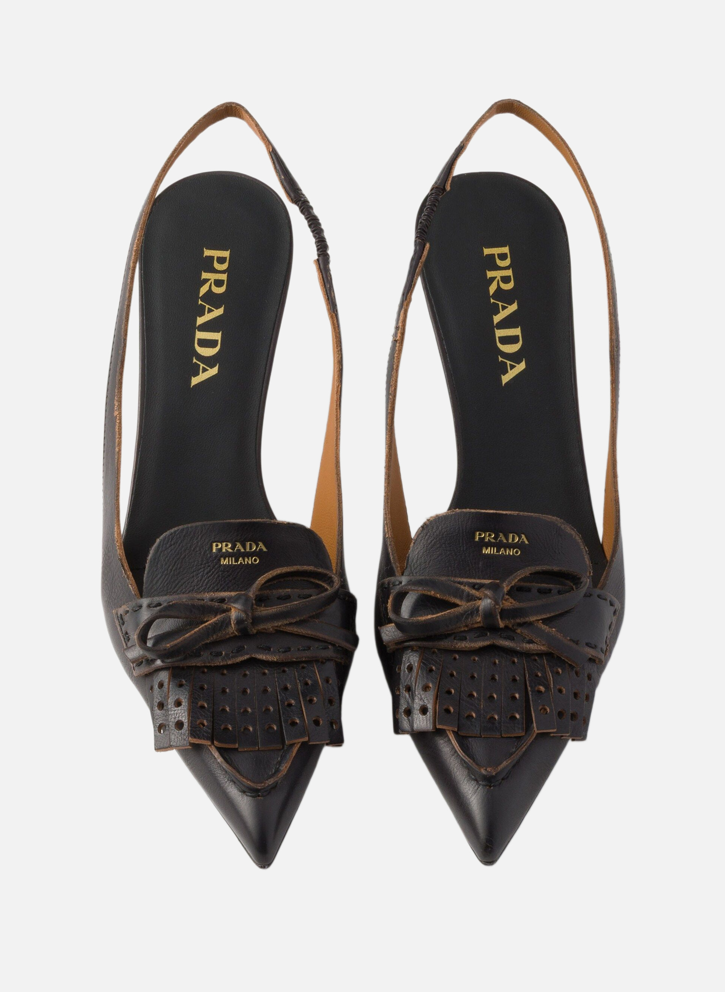 Escarpins à bride arrière en cuir PRADA Noir