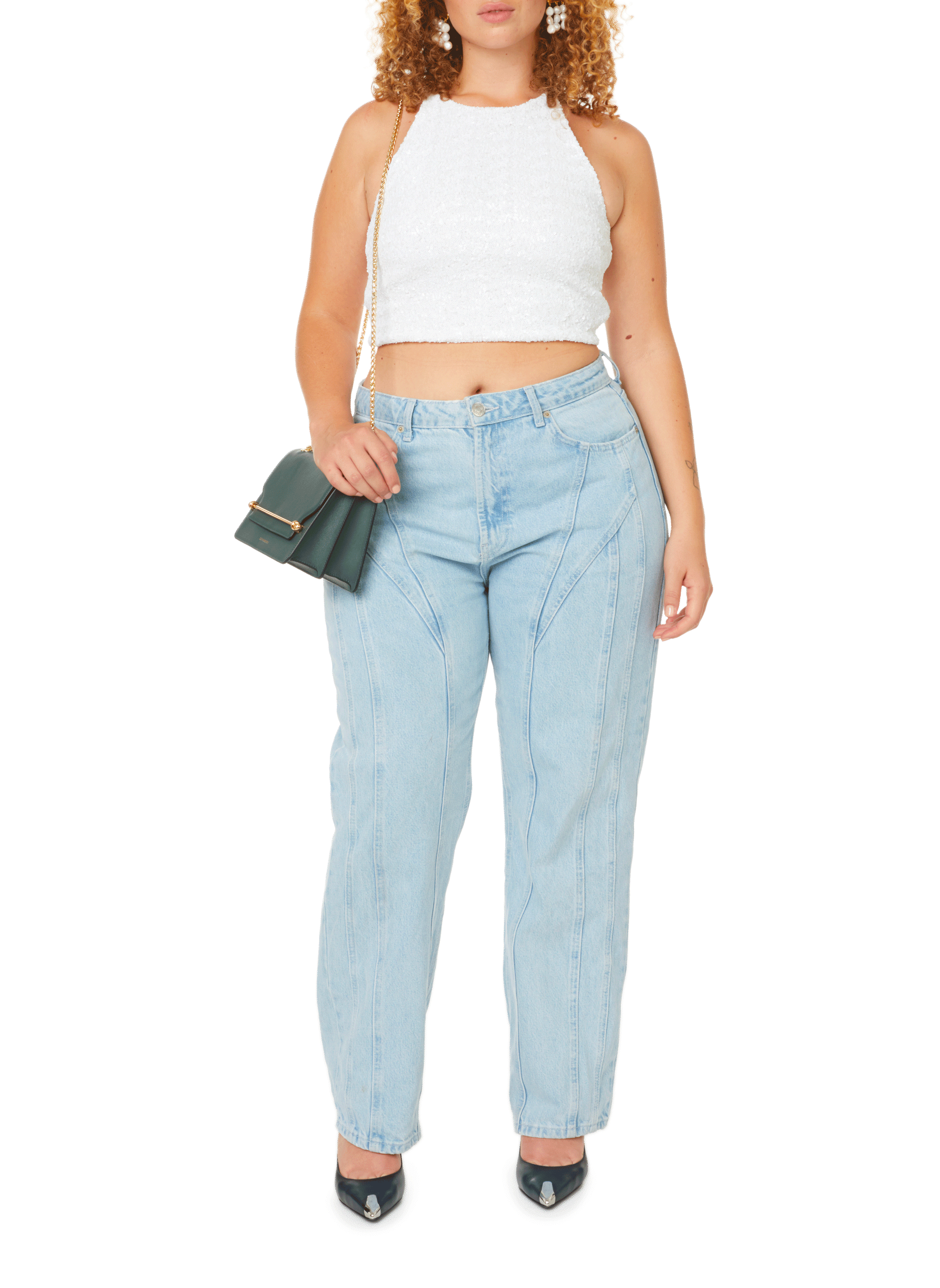 Crop top à sequin GAUCHERE Blanc