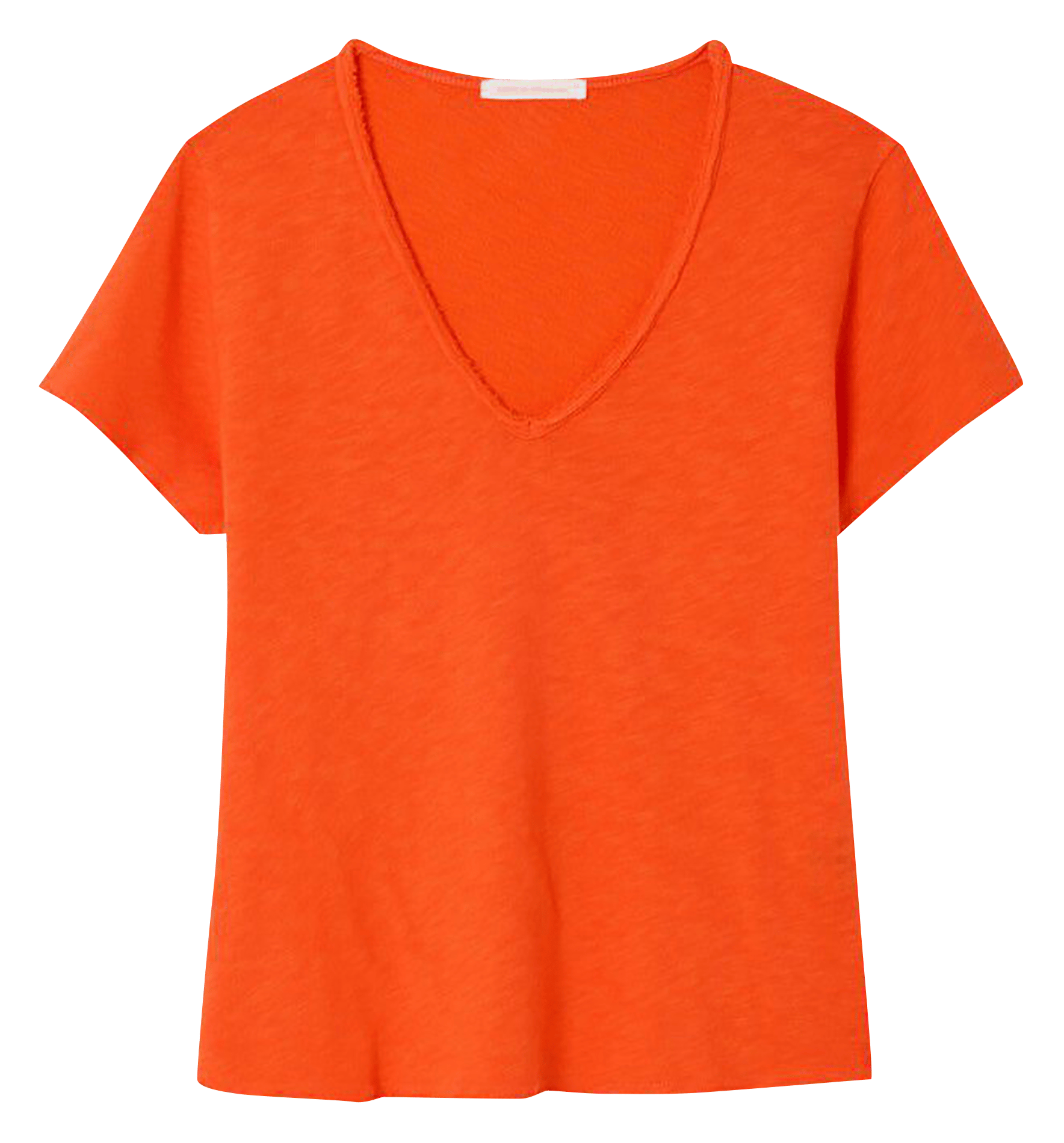 Tee-shirt droit col v en coton sonoma AMERICAN VINTAGE Orange