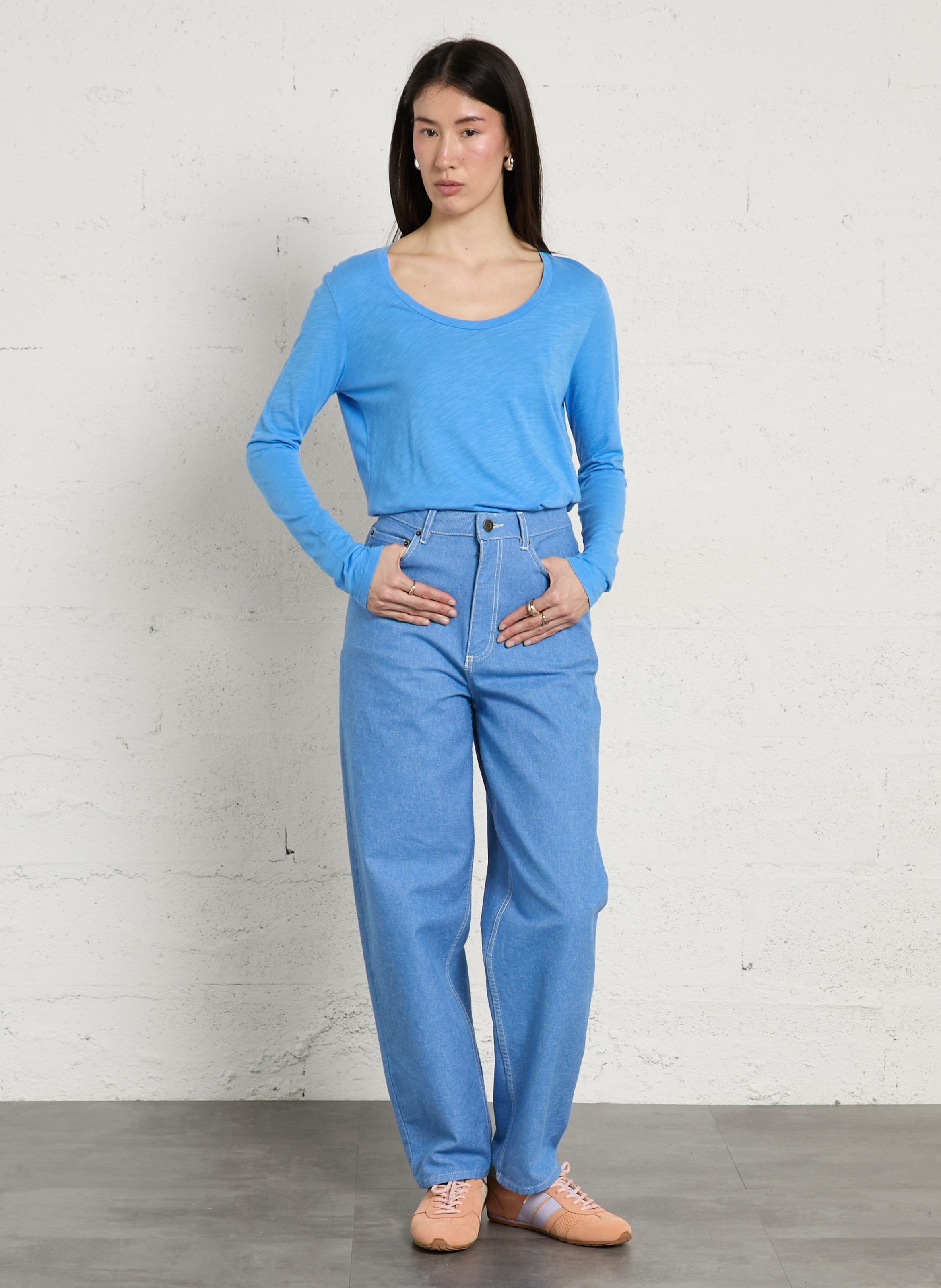 Tee-shirt col rond en coton mélangé jacksonville AMERICAN VINTAGE Bleu