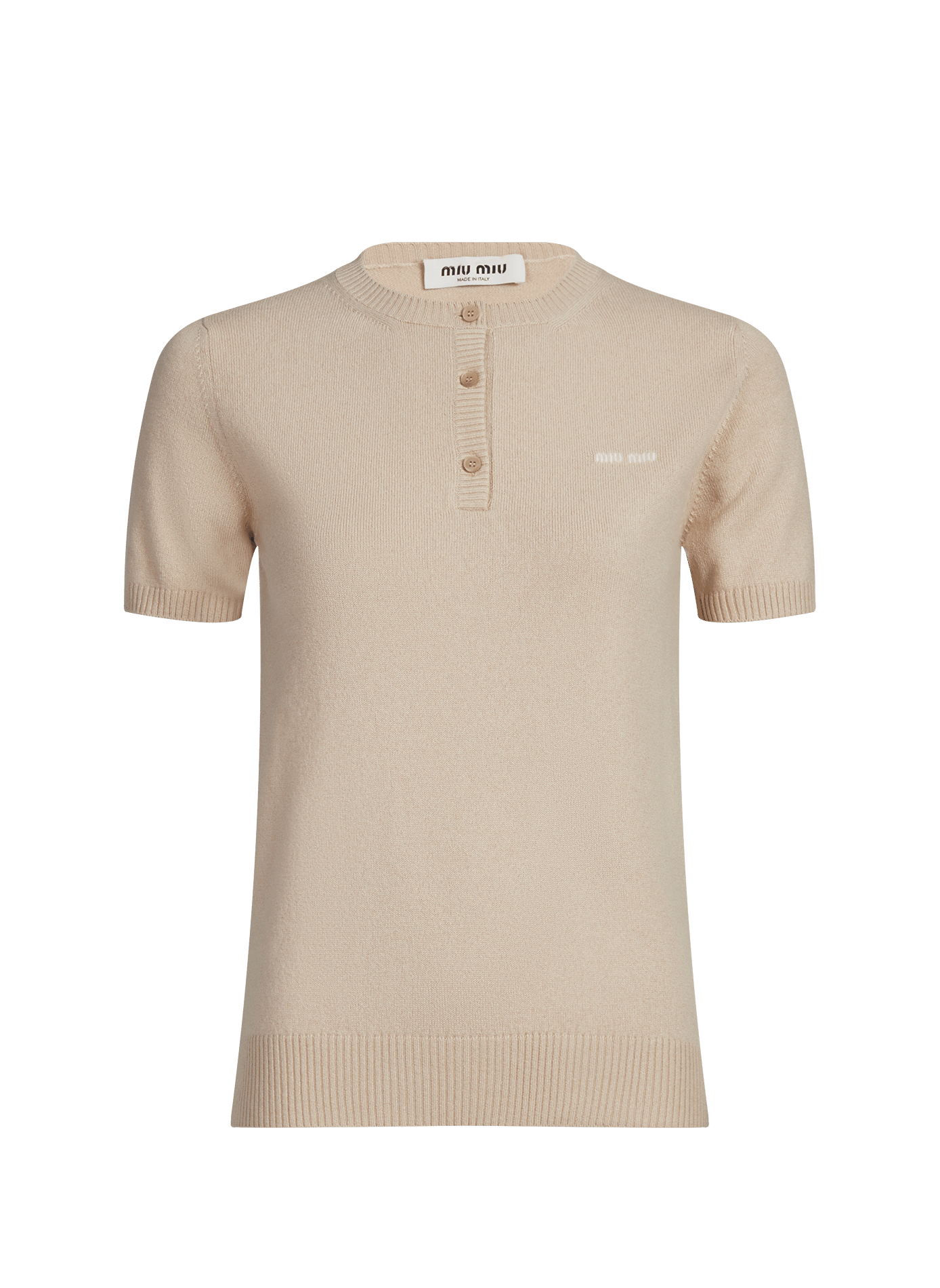 Top à col boutonné en cachemire MIU MIU Beige