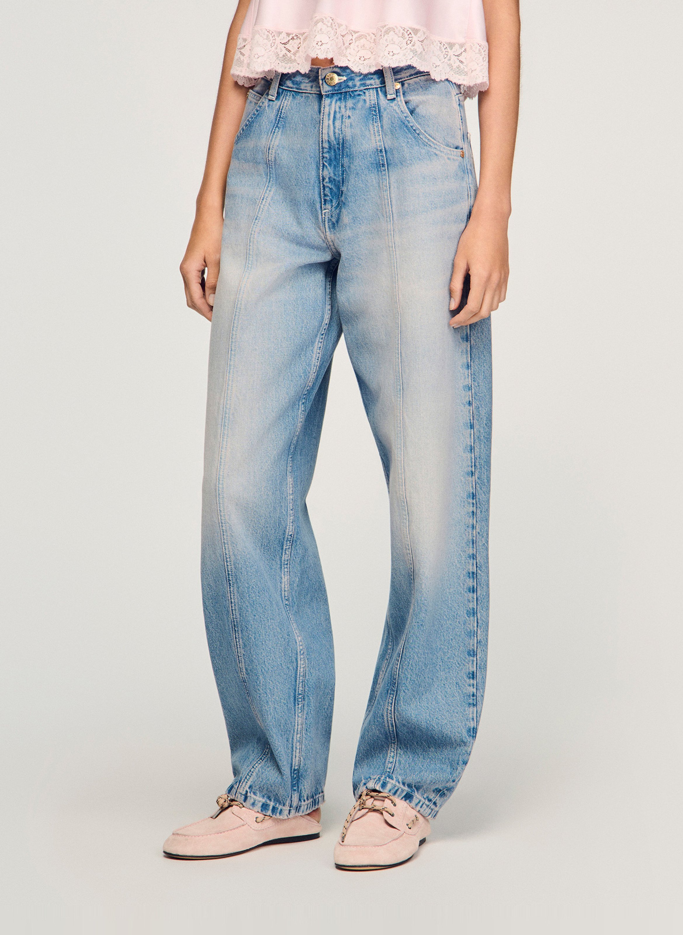 Jean large en coton SANDRO Bleu