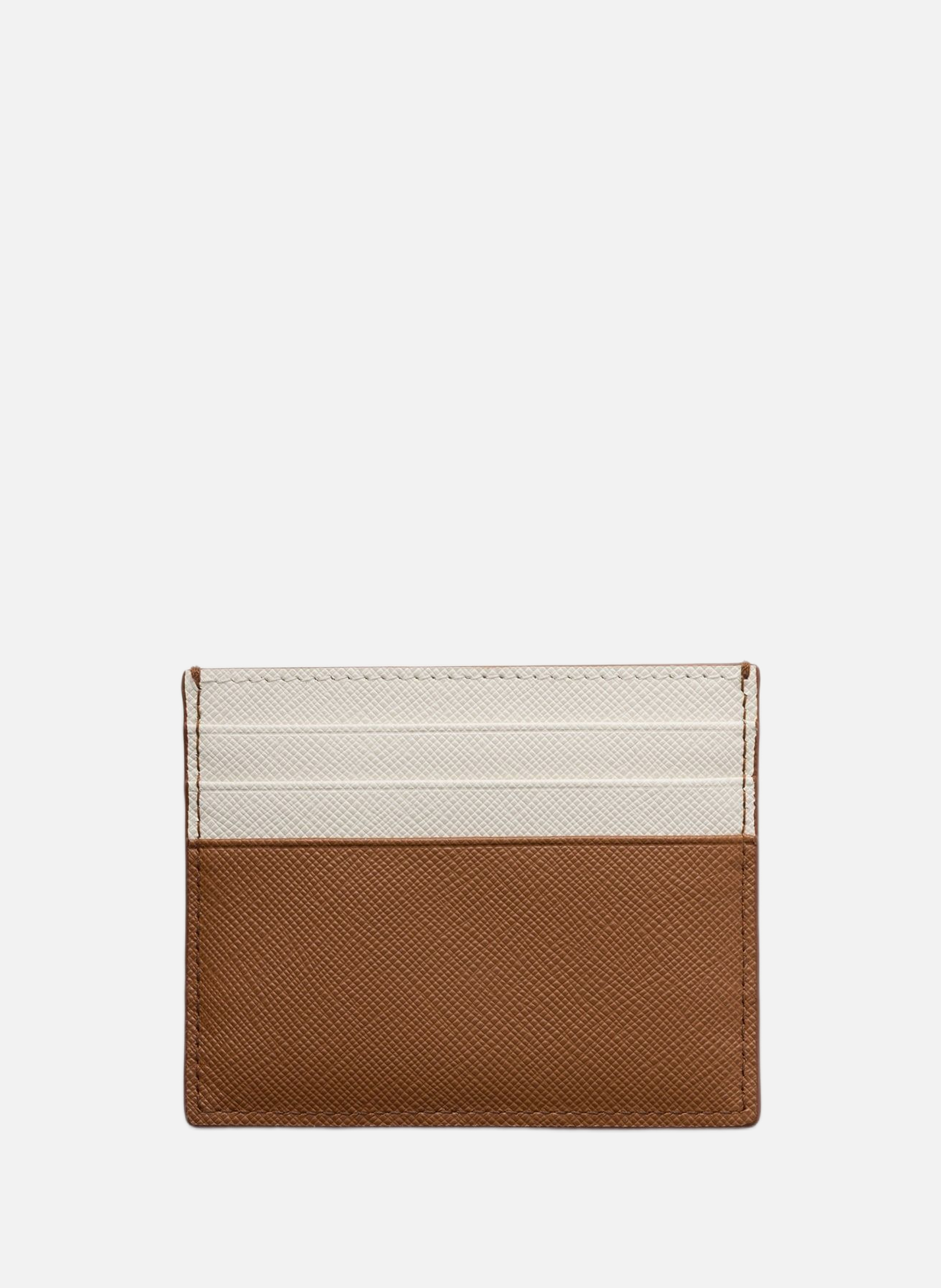 Porte-cartes en cuir saffiano PRADA Marron