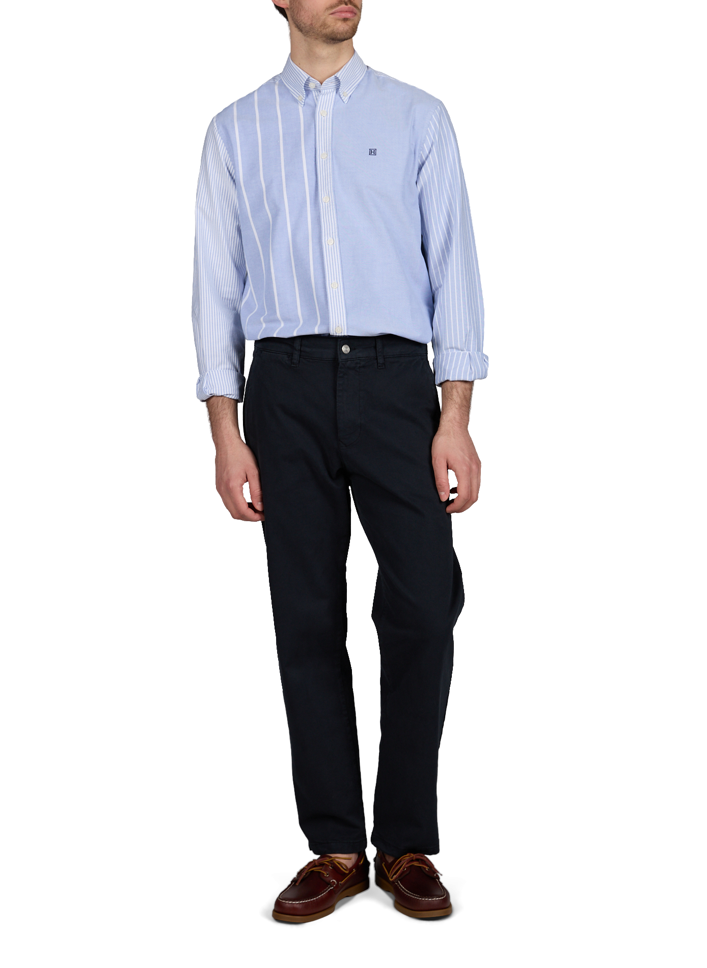 Chemise droite patchwork en coton HACKETT Bleu