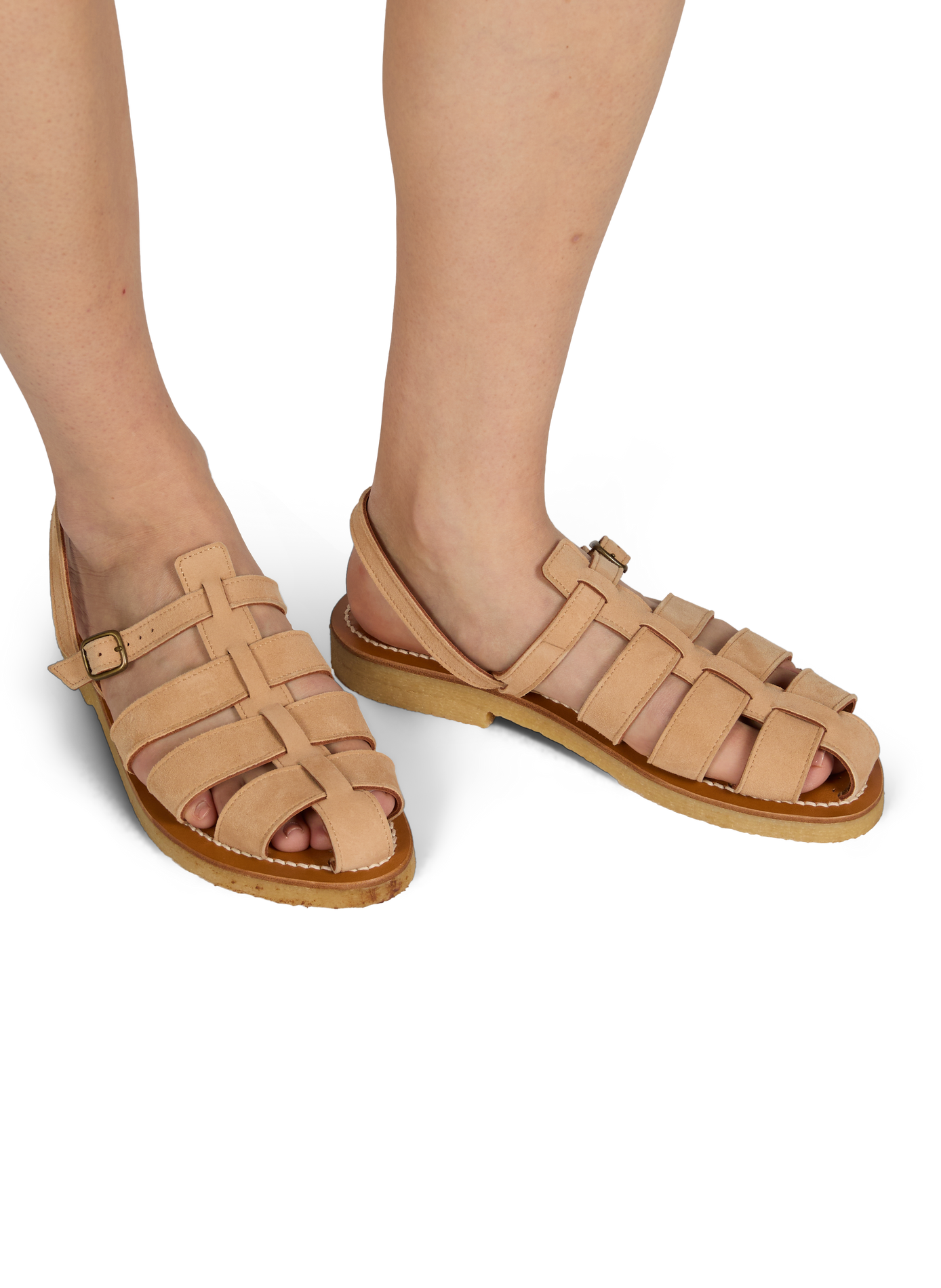 Sandales plates en cuir velours K. JACQUES Beige