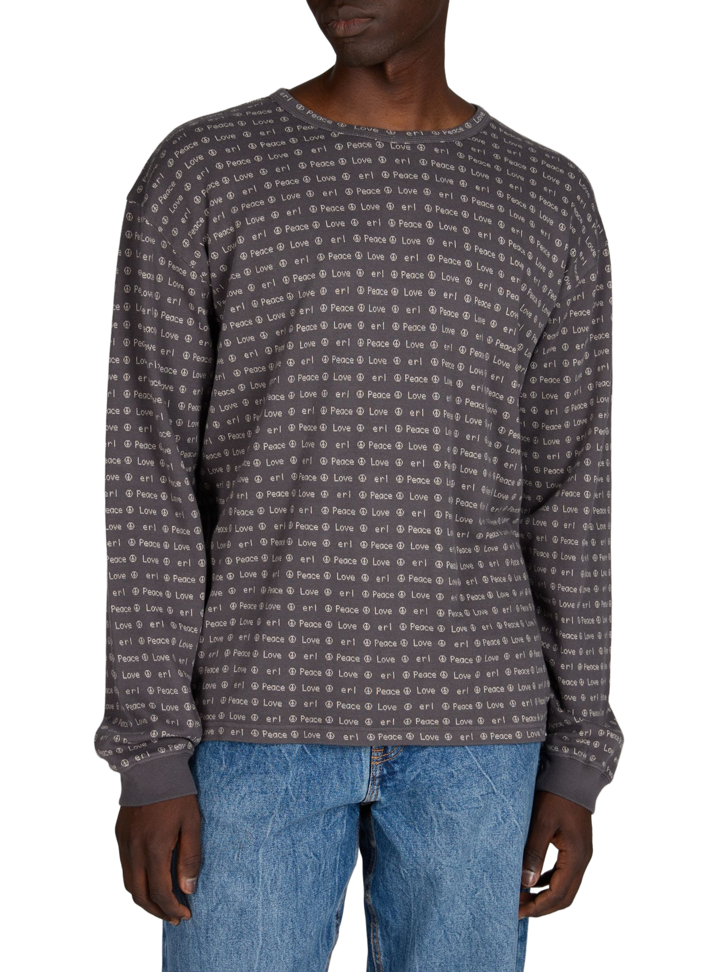 T-shirt imprimé à manches longues en coton ERL Marron