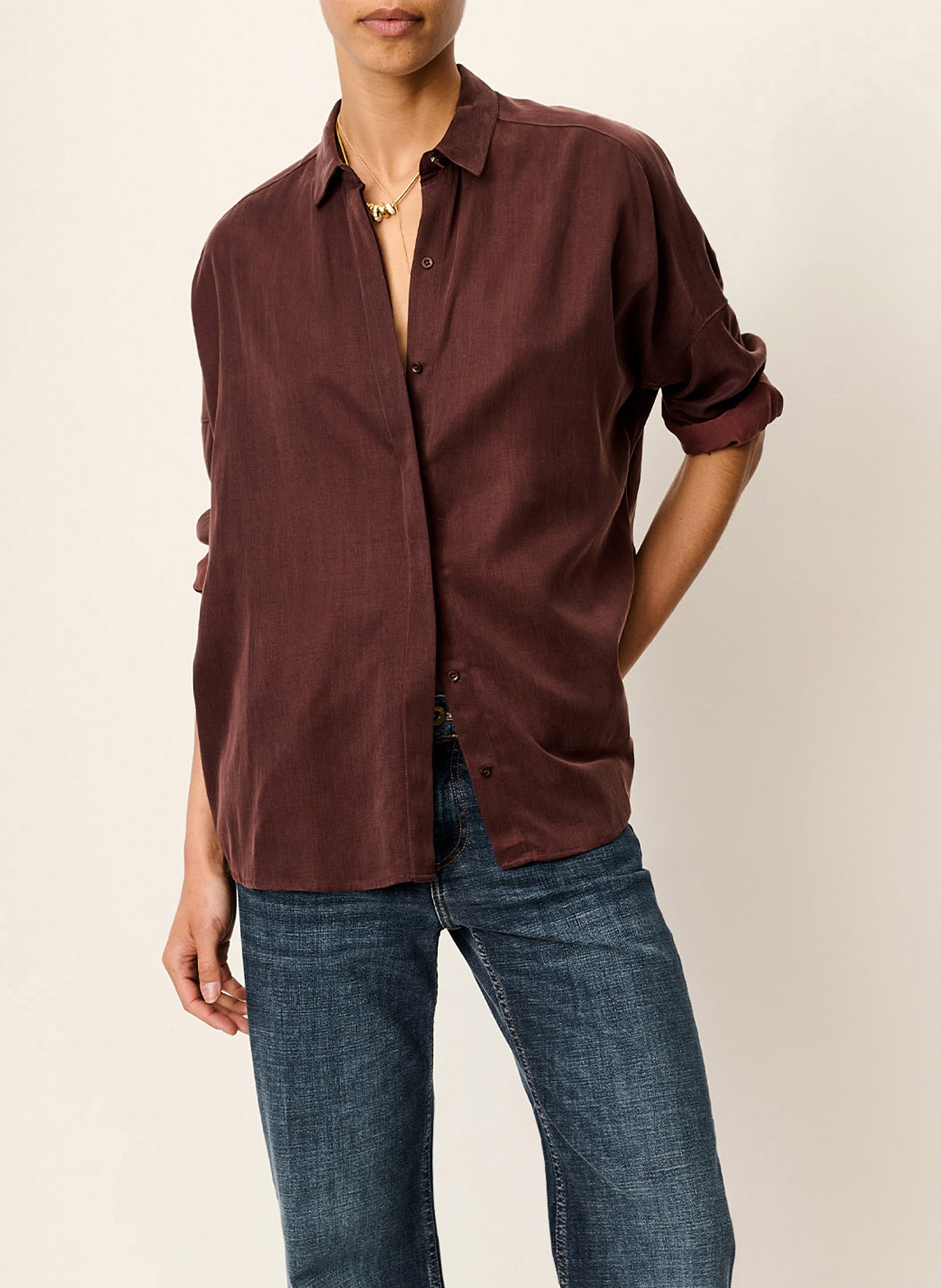 Chemise col classique satinée lady d SESSUN Marron