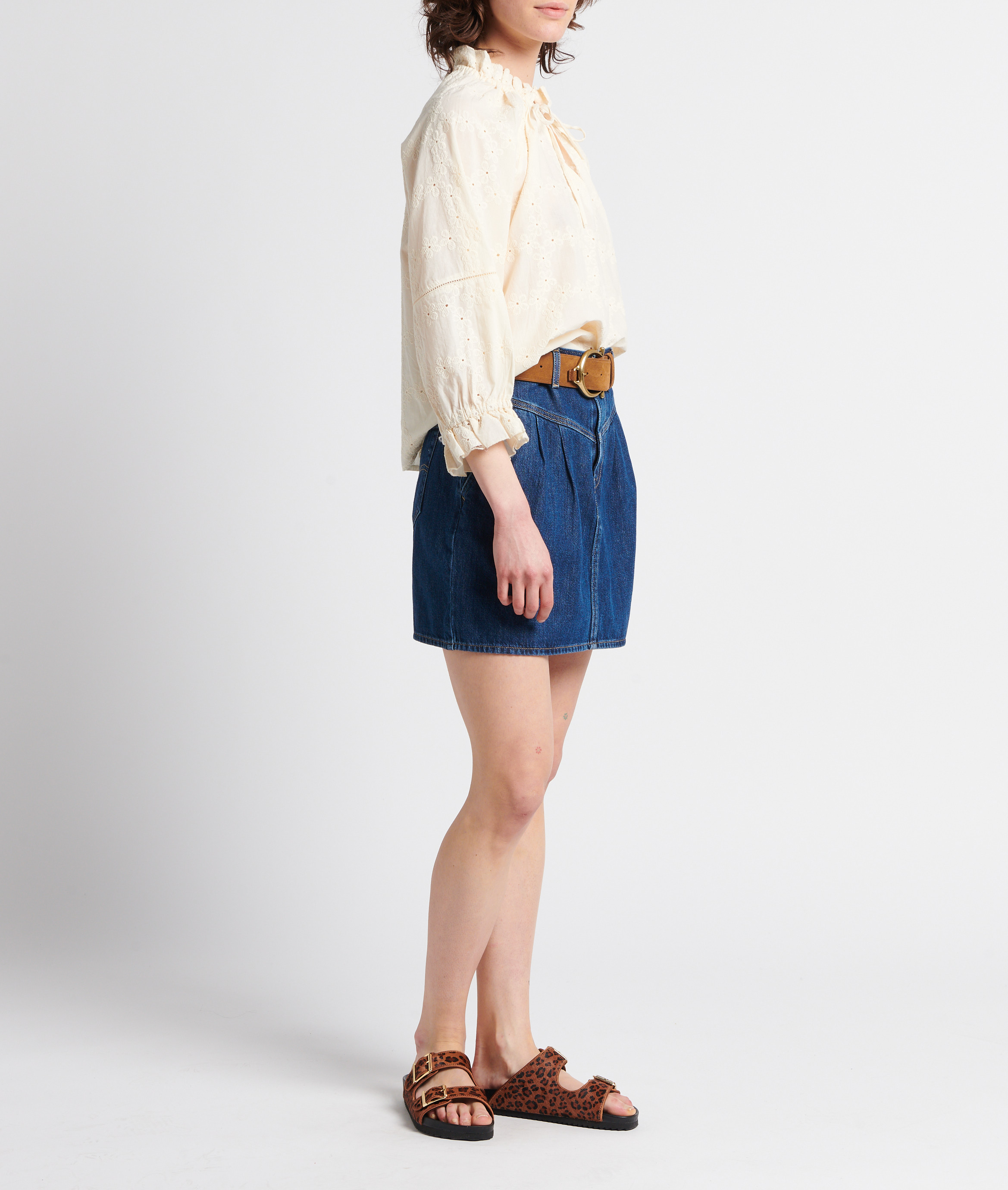 Ceinture en cuir velours IKKS Marron