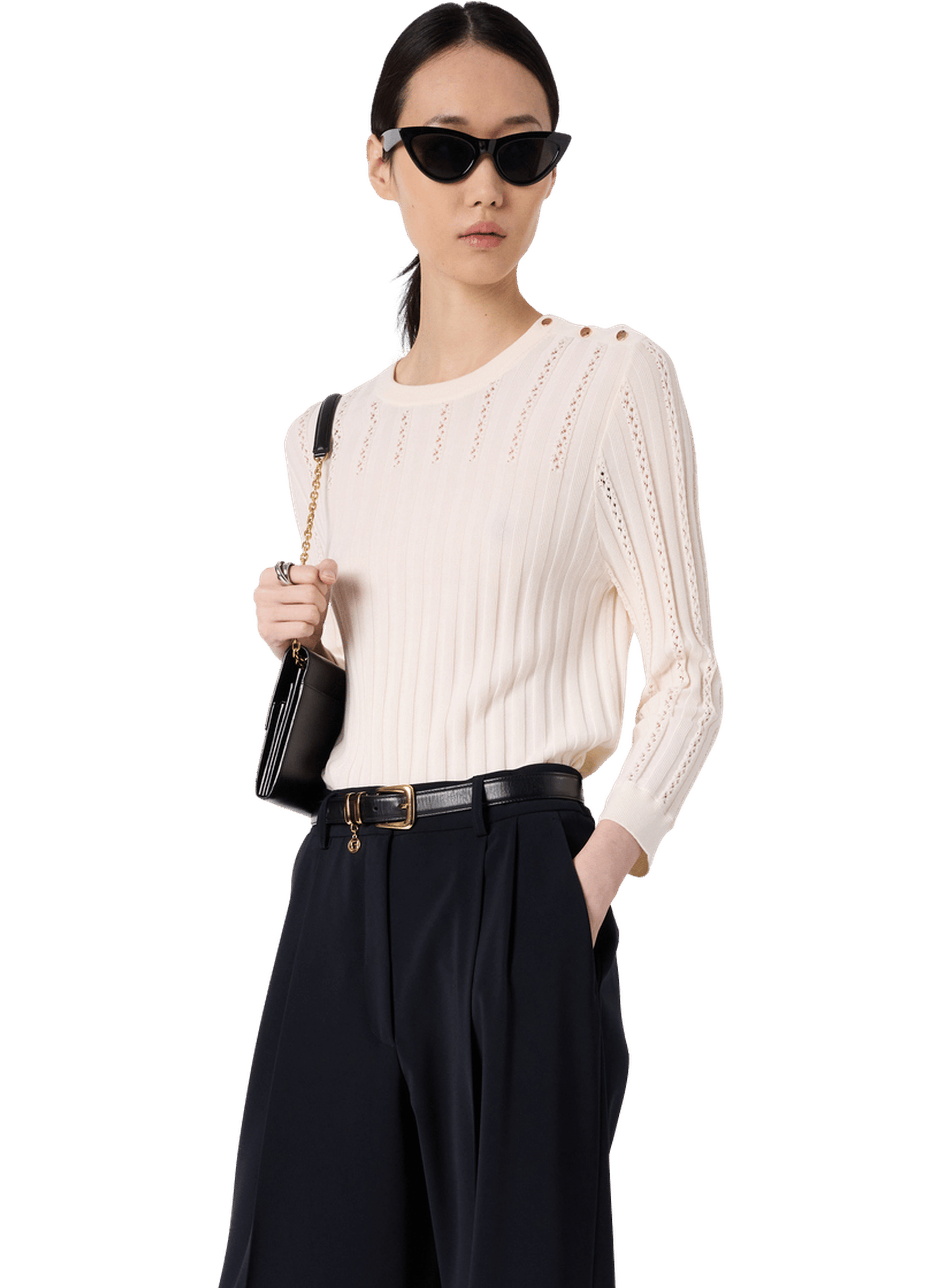 Pull ajouré à boutons dorés - lhena GERARD DAREL Beige