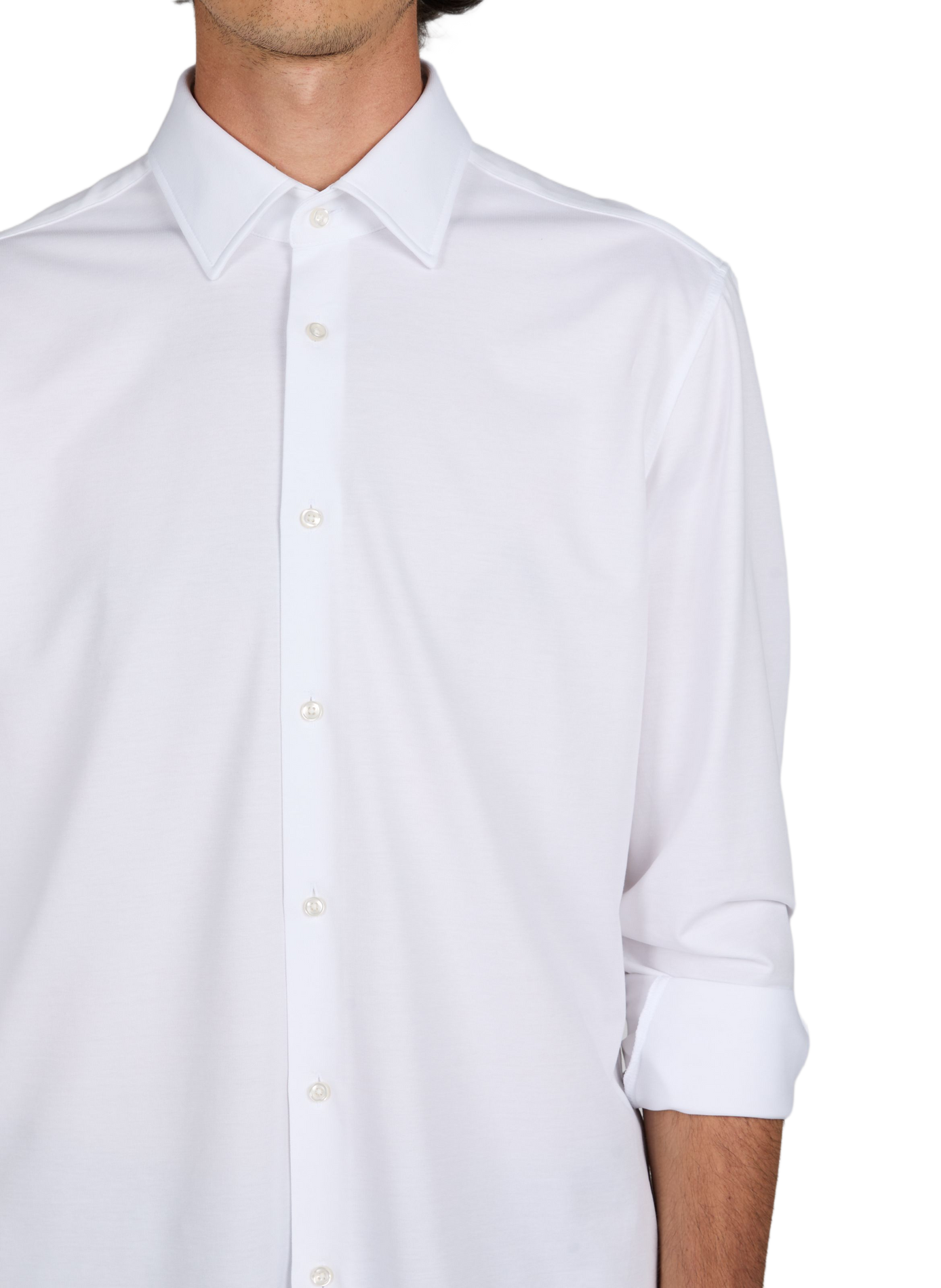 Chemise unie à manches longues en coton mélangé BOSS Blanc