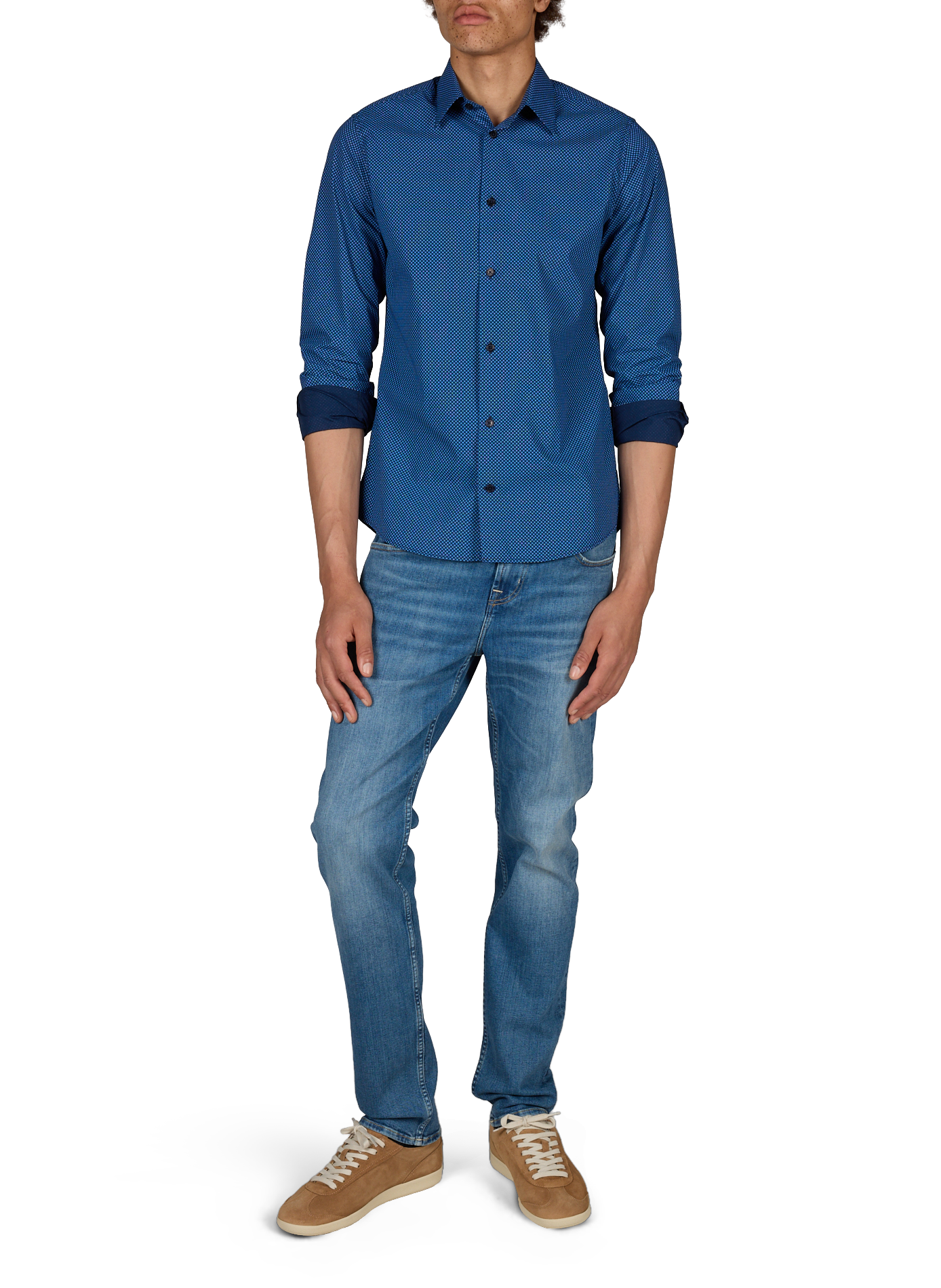 Slim-fit cotton shirt AU PRINTEMPS PARIS Blue