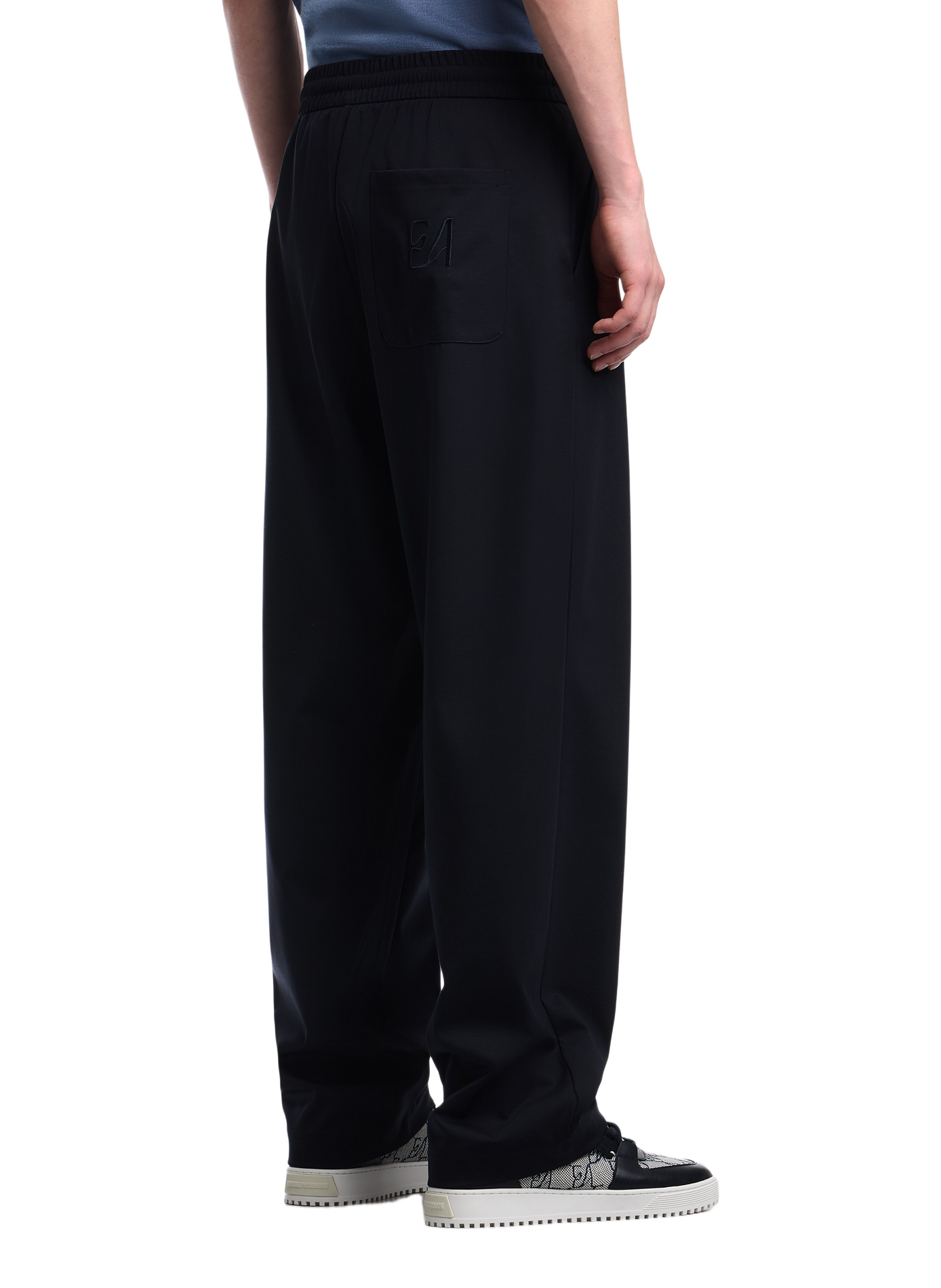 Solid Straight Leg Joggers EMPORIO ARMANI Blue