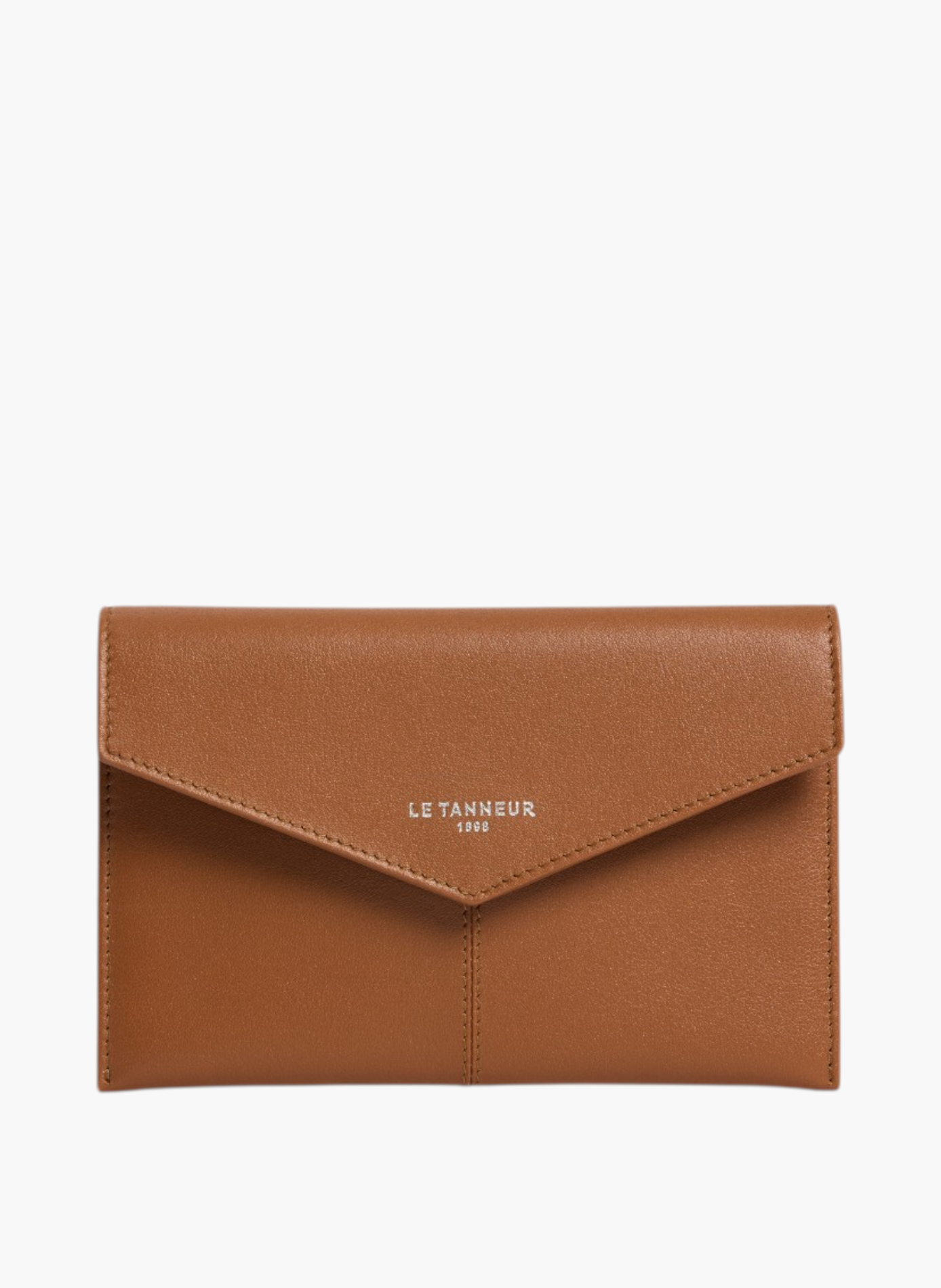 Pochette enveloppe moyen modèle paulette en cuir lisse LE TANNEUR Marron