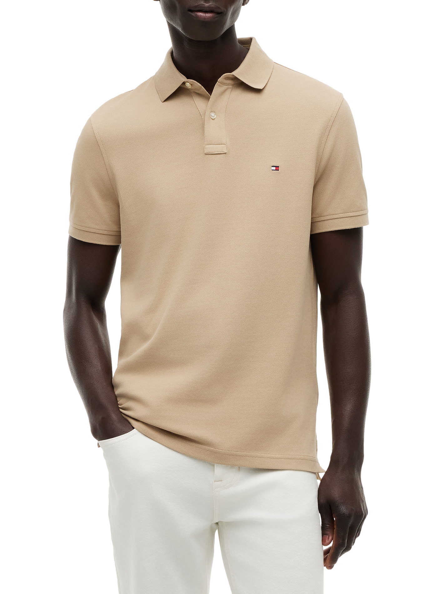 Organic cotton piqué polo shirt TOMMY HILFIGER Beige