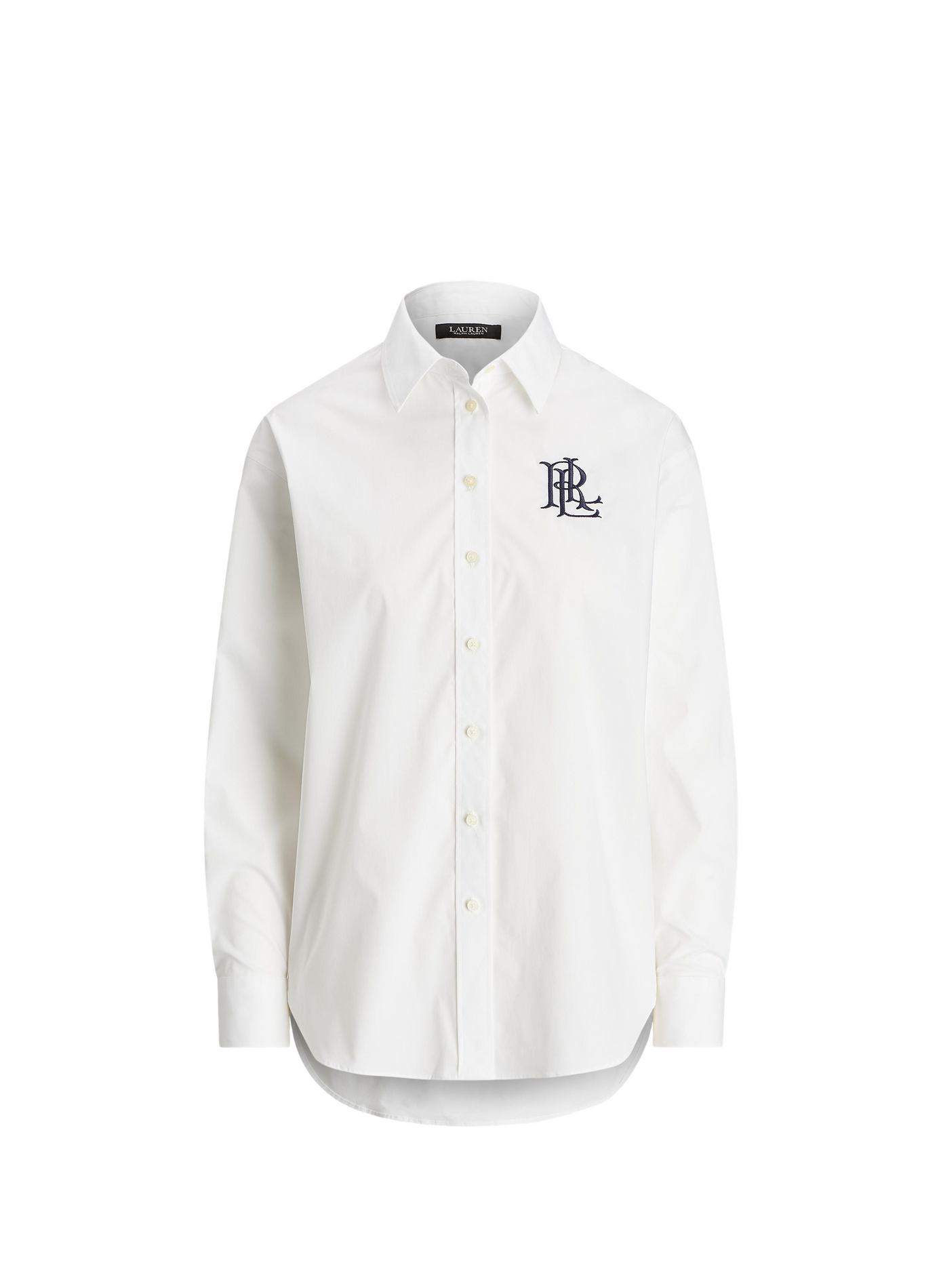 Shirt with embroidered logo in stretch cotton LAUREN White