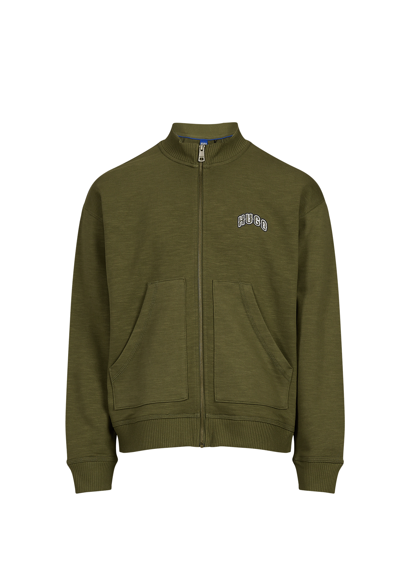 Zip-up high-neck cotton sweatshirt HUGO BLUE Green