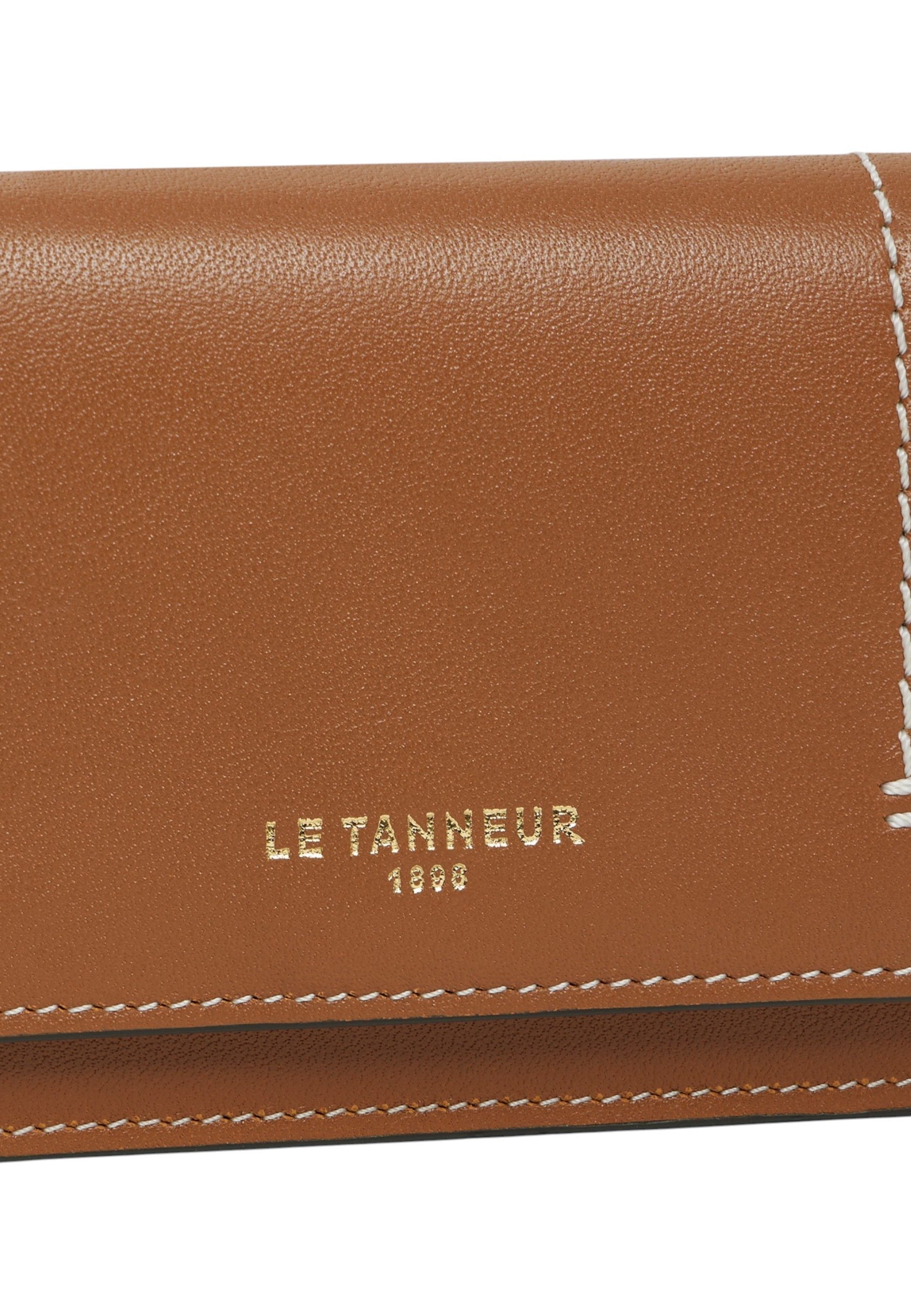 Petit porte cartes à rabat louison en cuir lisse LE TANNEUR Marron
