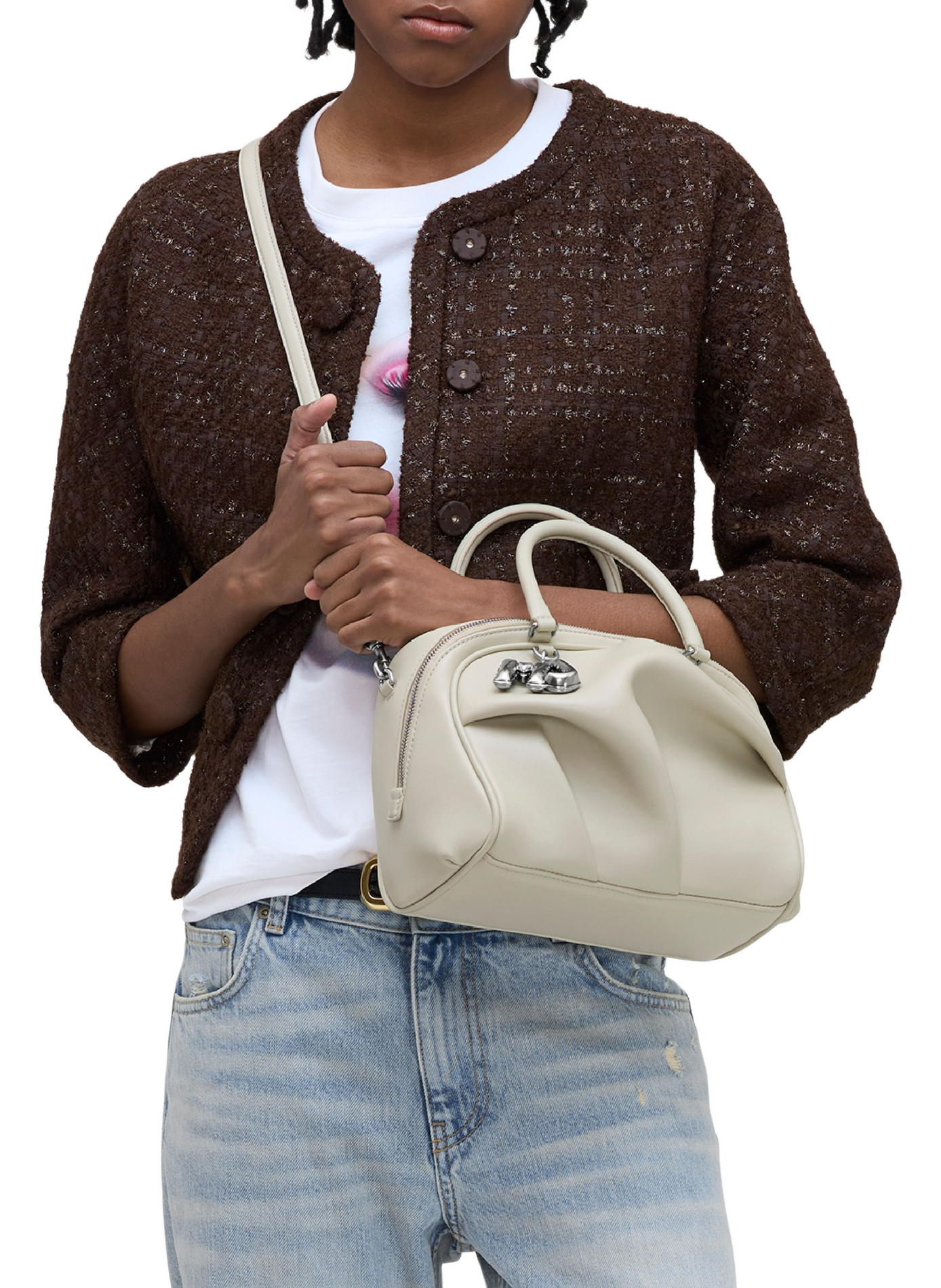 Tasche The Small Wave aus Lammleder MARC JACOBS Weiss