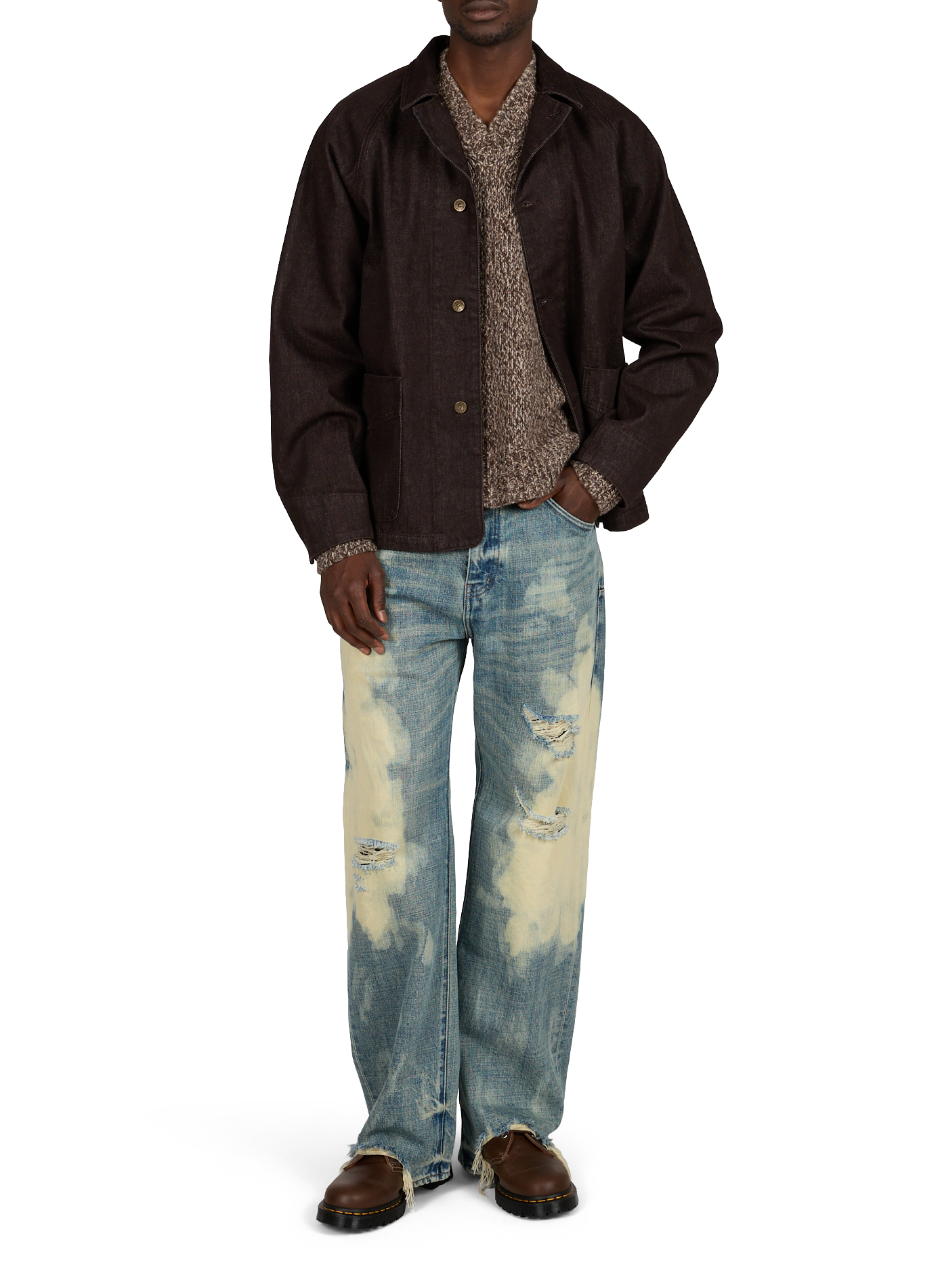 Ruime effen denim jack NN.07 Bruin