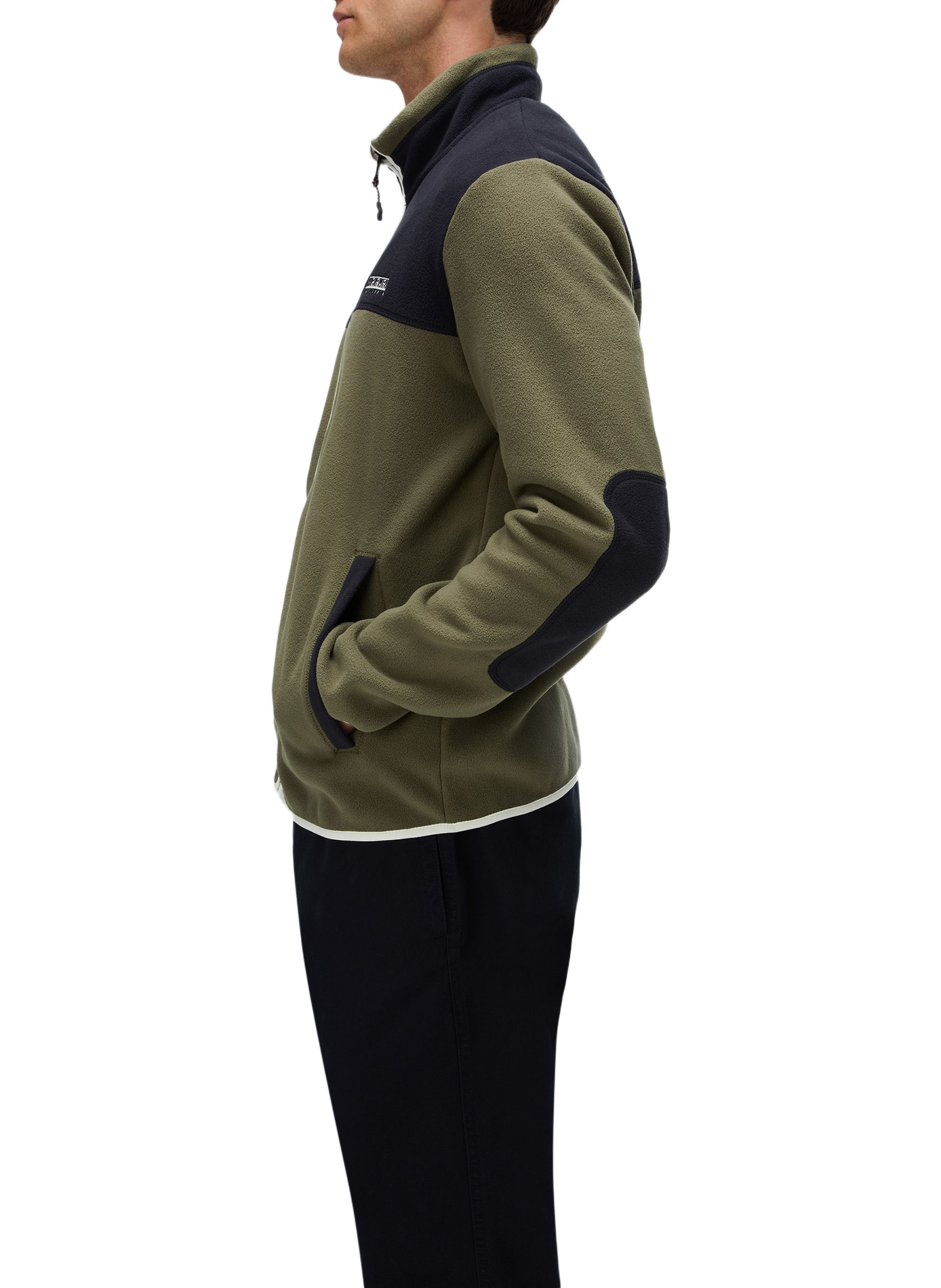 Straight fleece sweater with high collar in blended cotton NAPAPIJRI Khaki