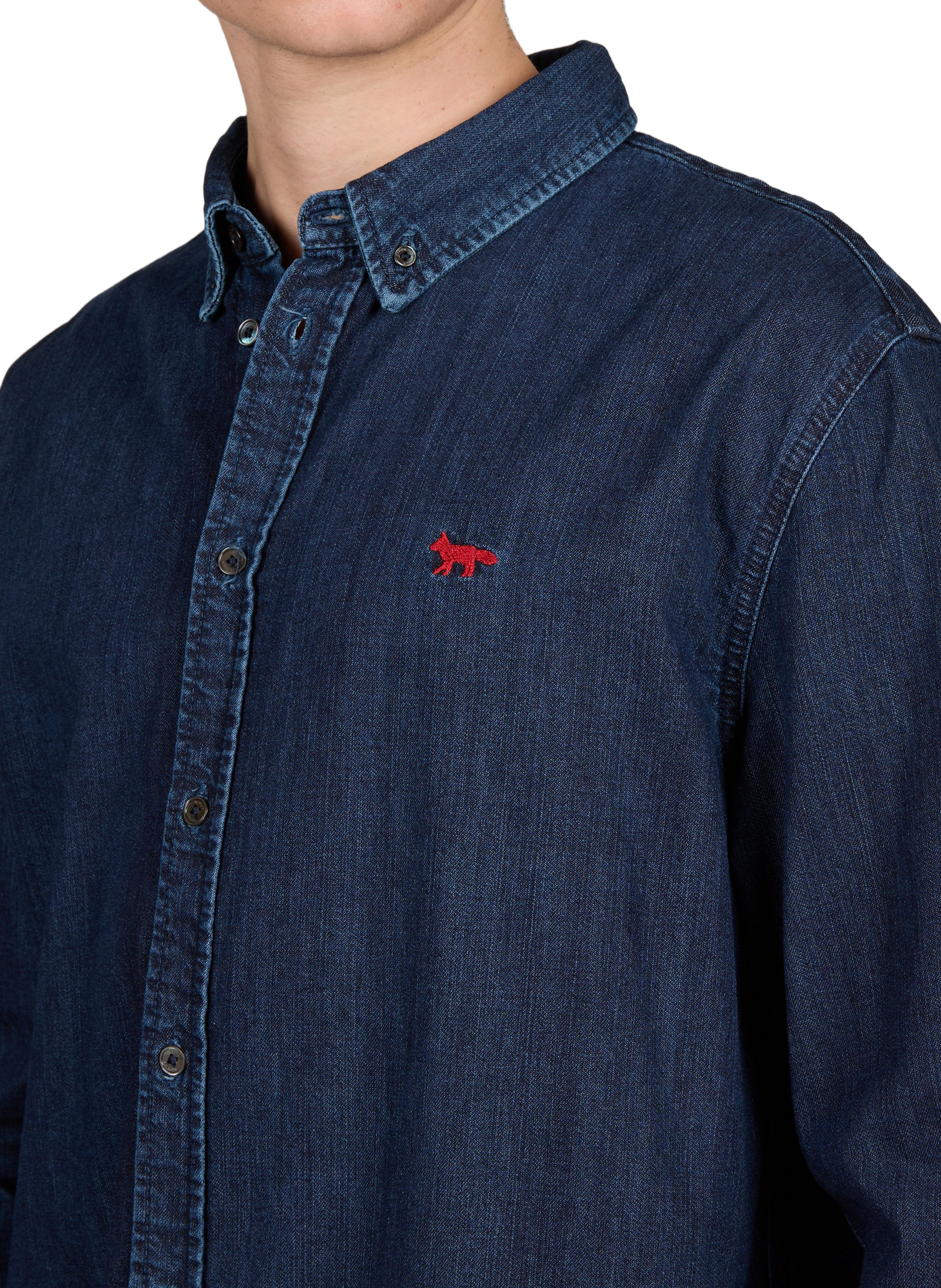 Straight denim shirt in cotton MAISON KITSUNÉ Blue