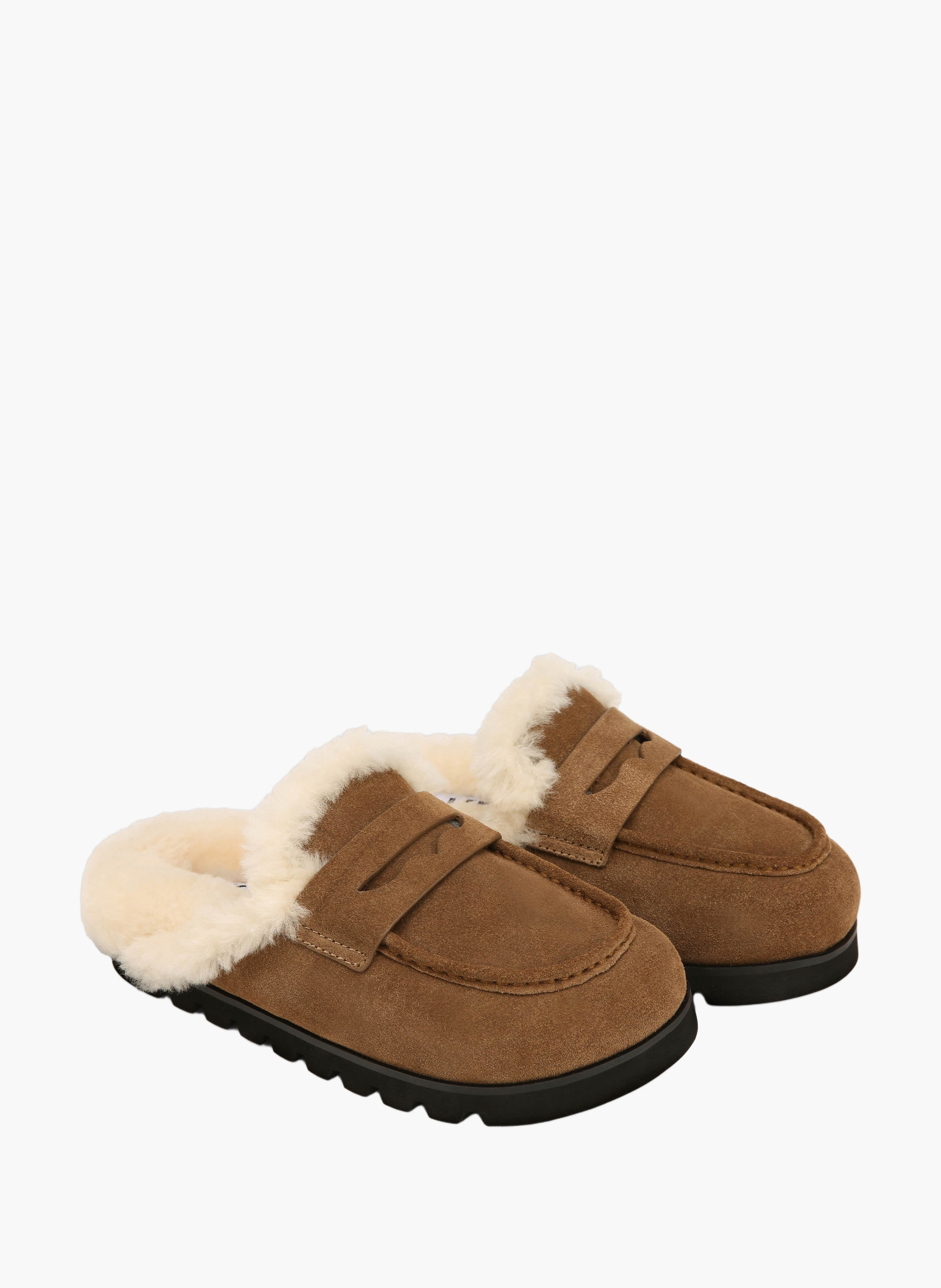 Mules corded en daim NAKED WOLFE Marron