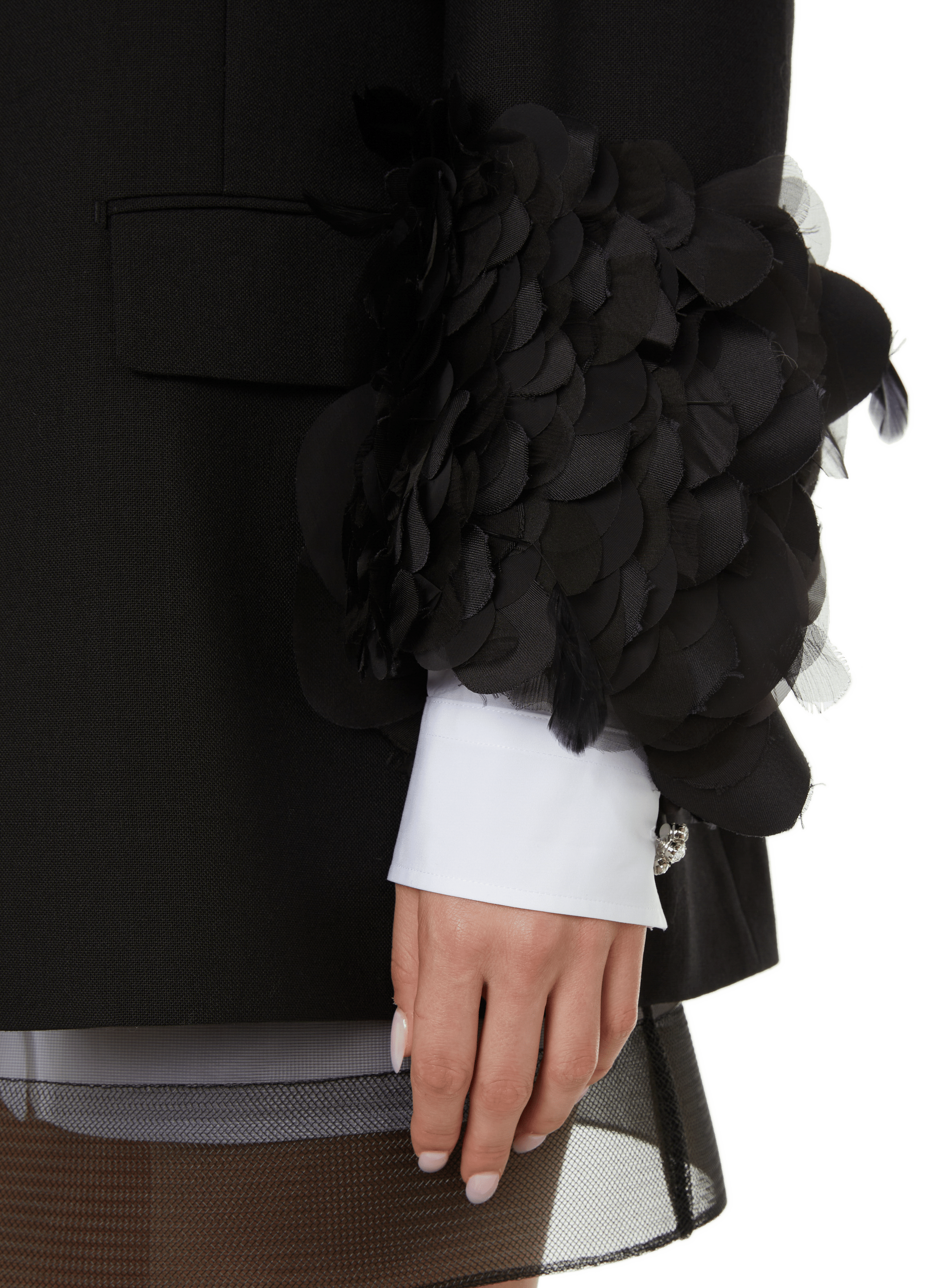 Straight-fit wool and feather jacket   PRADA Black