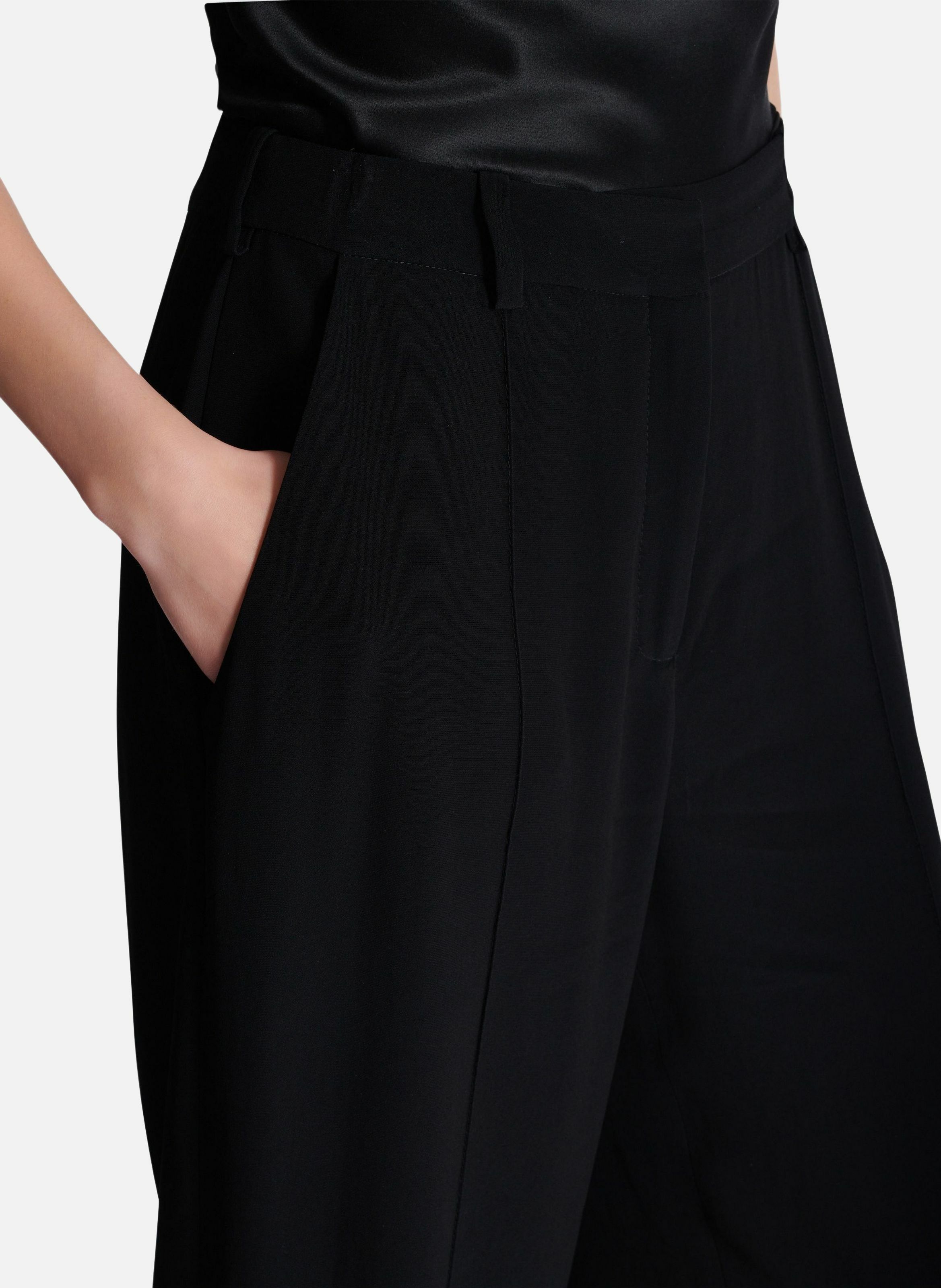 Pantalon tailleur droit en crêpe BALMAIN Noir