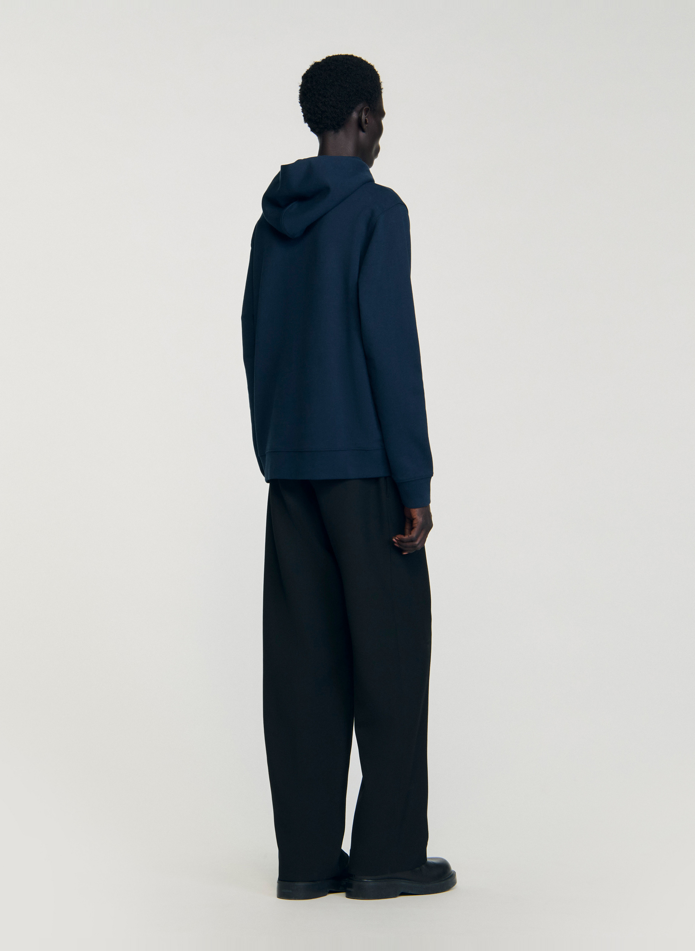 Sweat à capuche en coton SANDRO Bleu