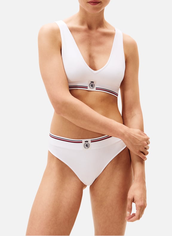 Ribbed triangle bralette White by TOMMY HILFIGER TOMMY HILFIGER Ribbed triangle bralette White