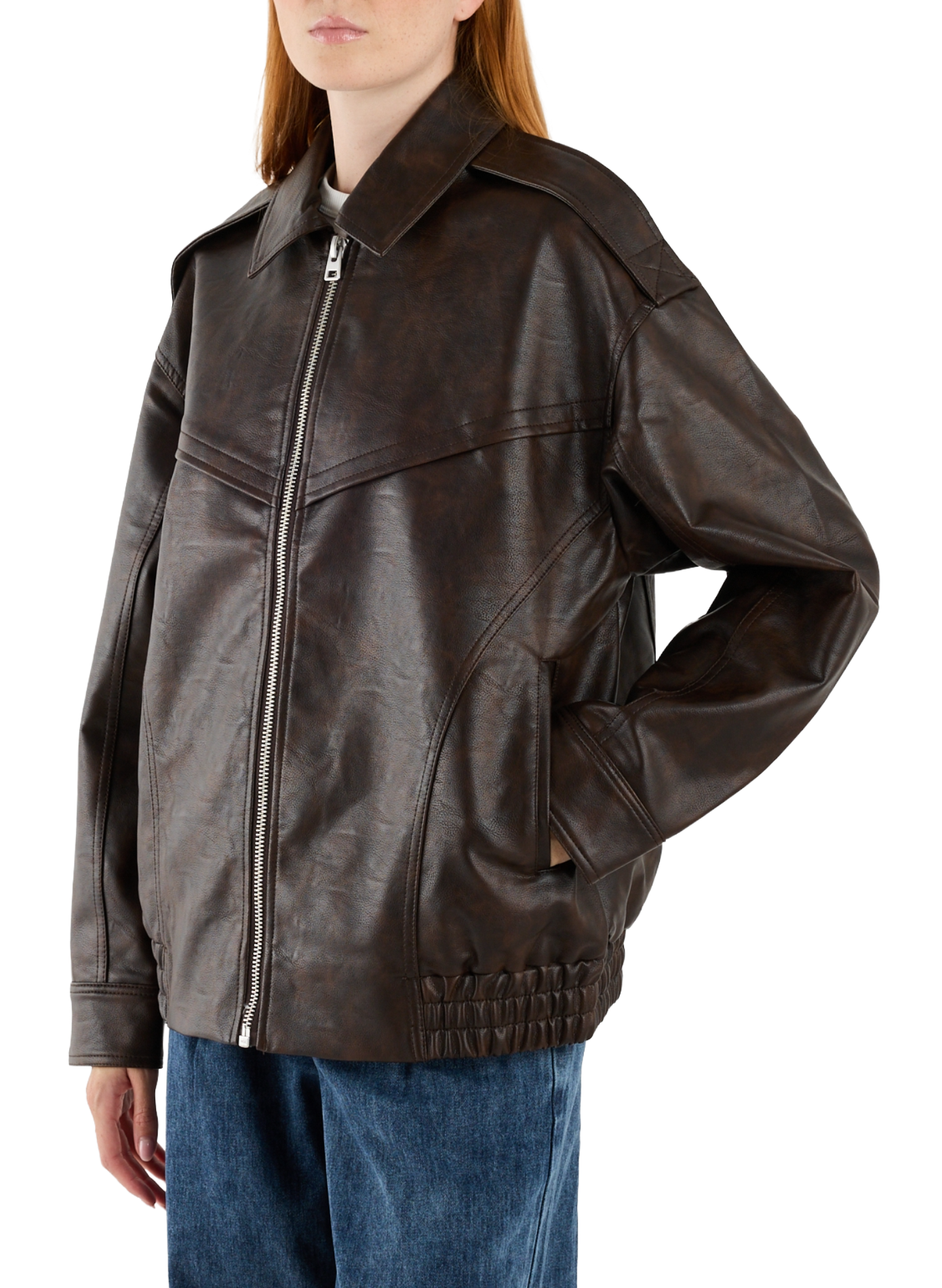 TOPSHOP Blouson ample col classique Marron