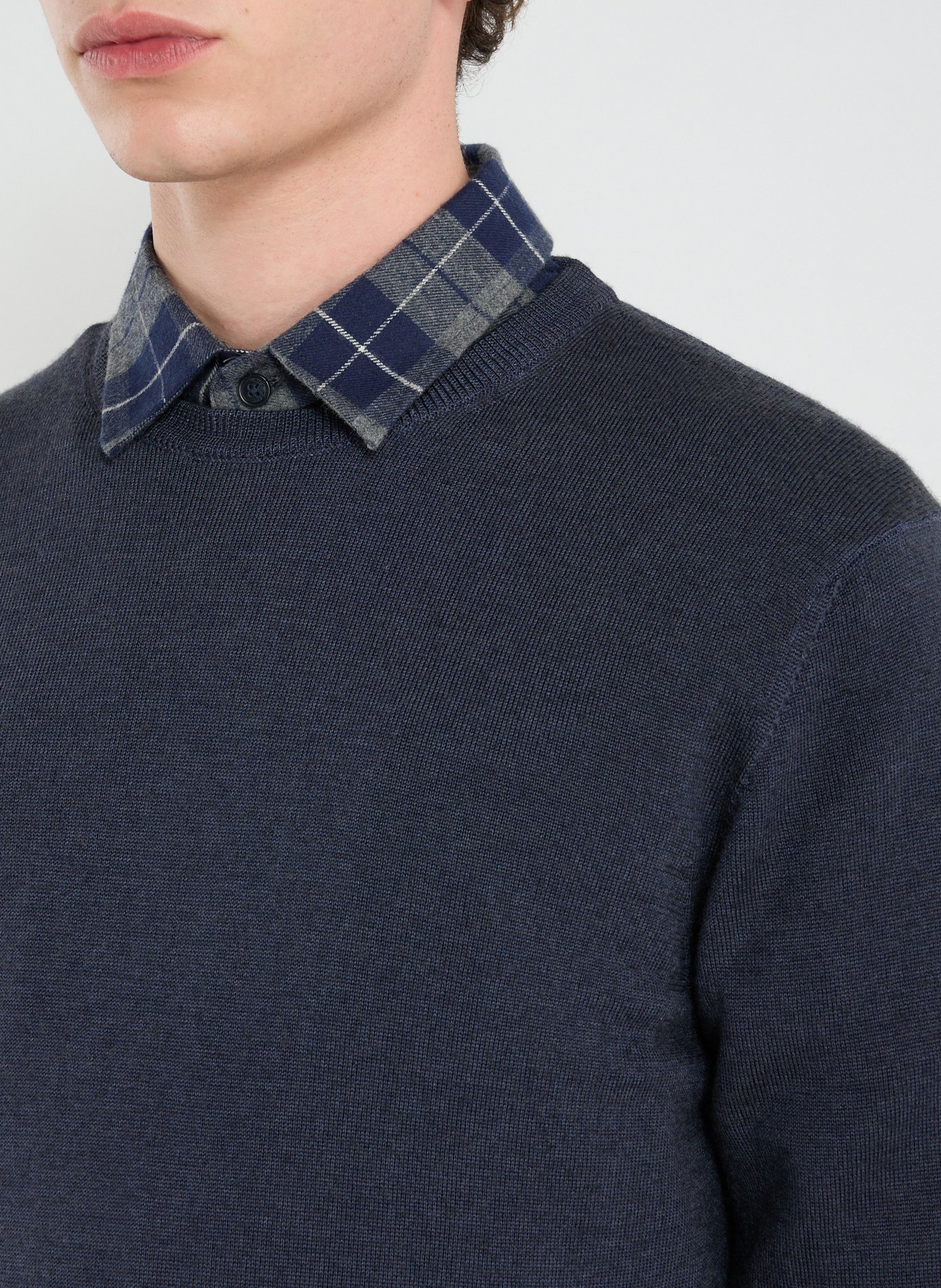 Pull col rond en laine WOOLRICH Bleu