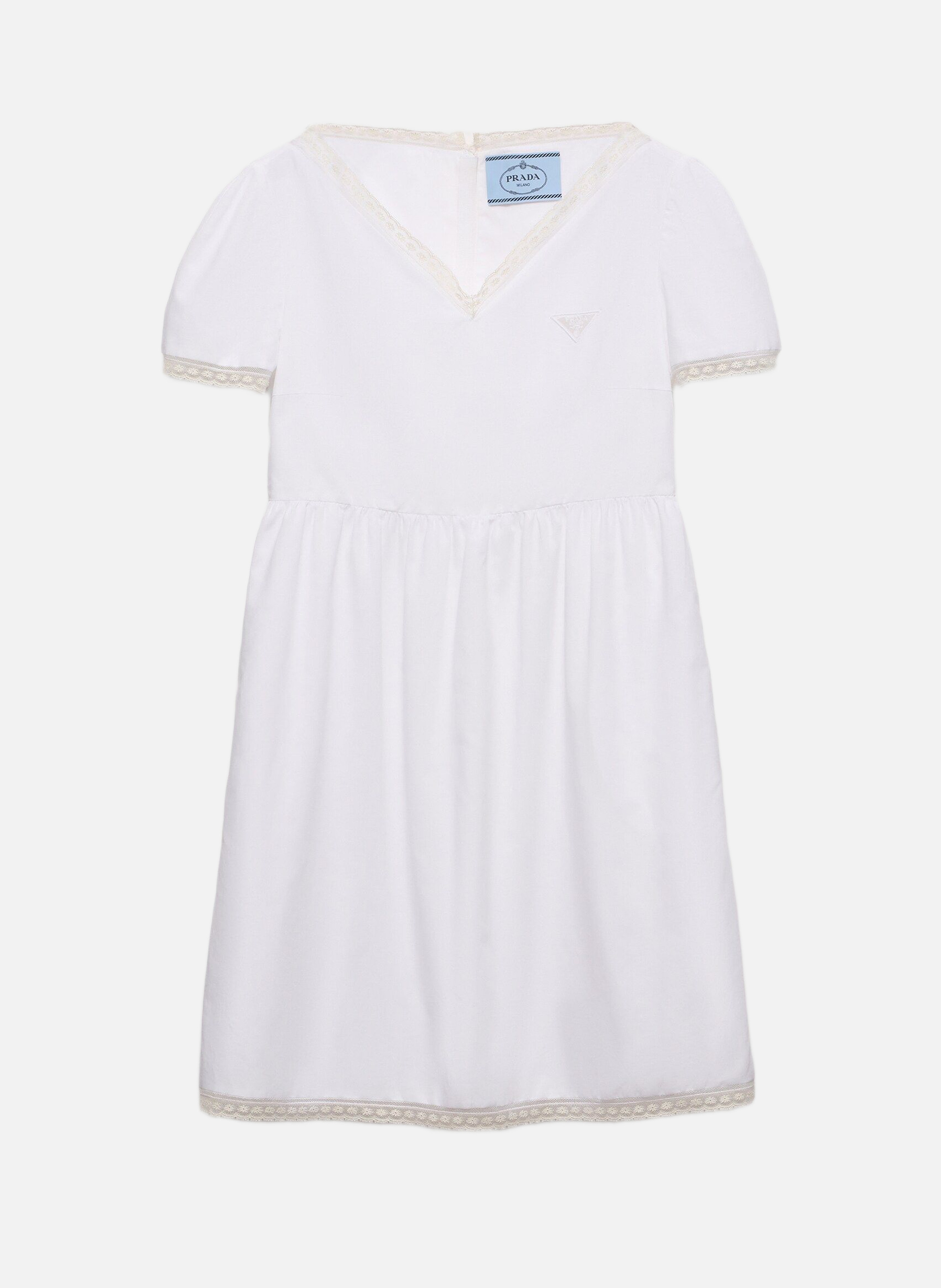 Robe courte en tissu brodé au look vintage PRADA Blanc
