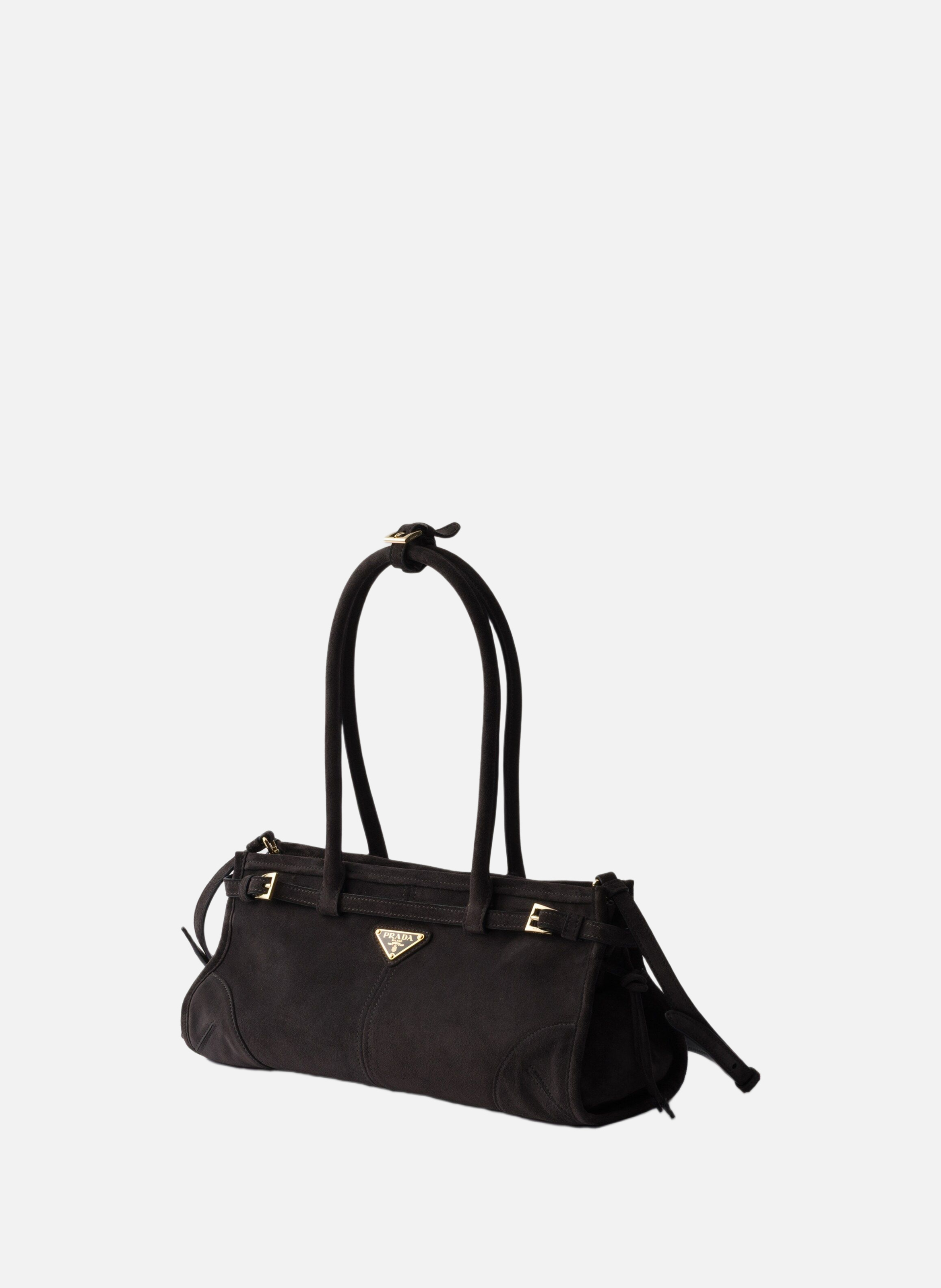 Sac à main prada bonnie en veau velours PRADA Gris