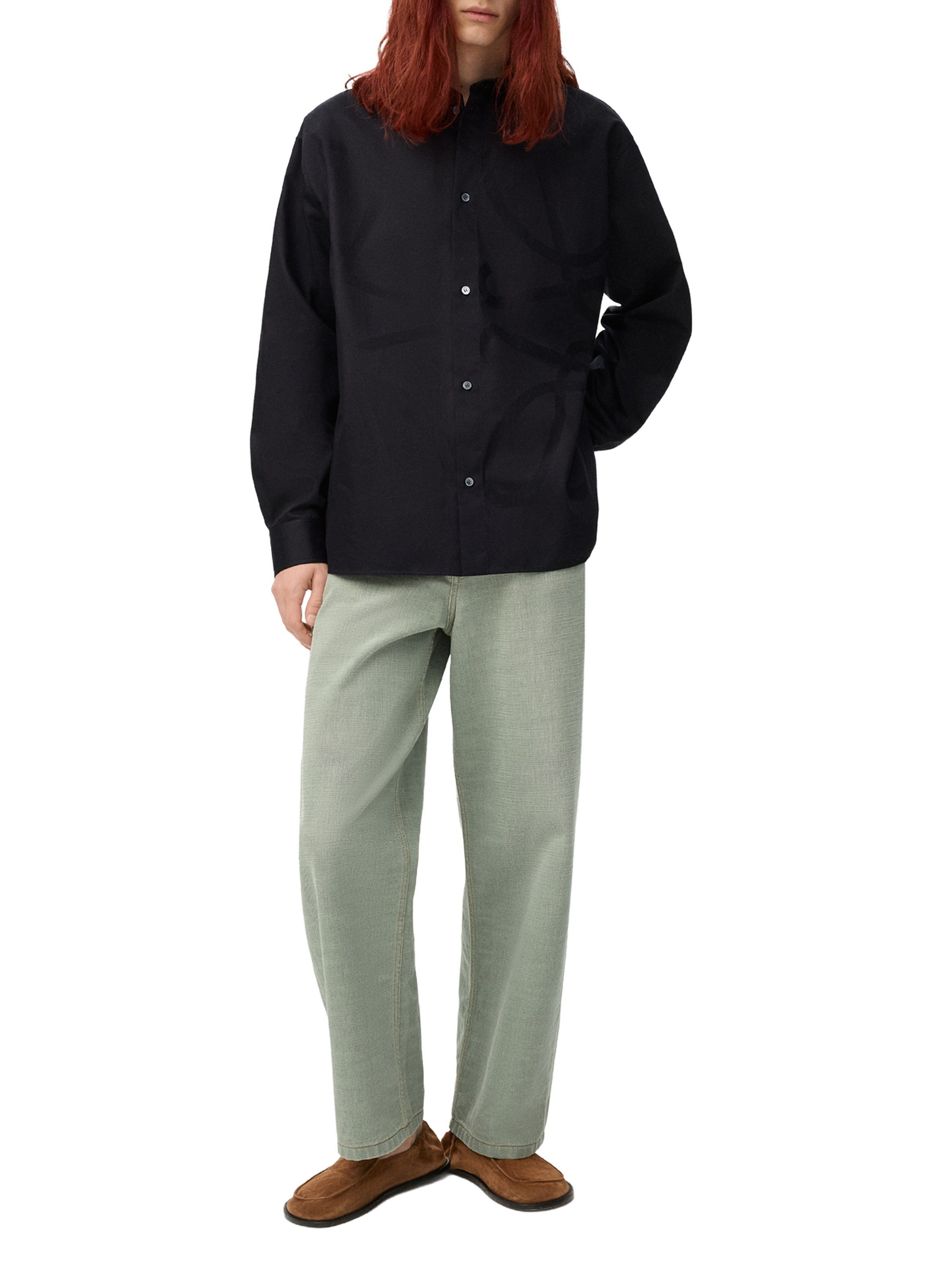 Anagram jacquard shirt in cotton twill LOEWE Black