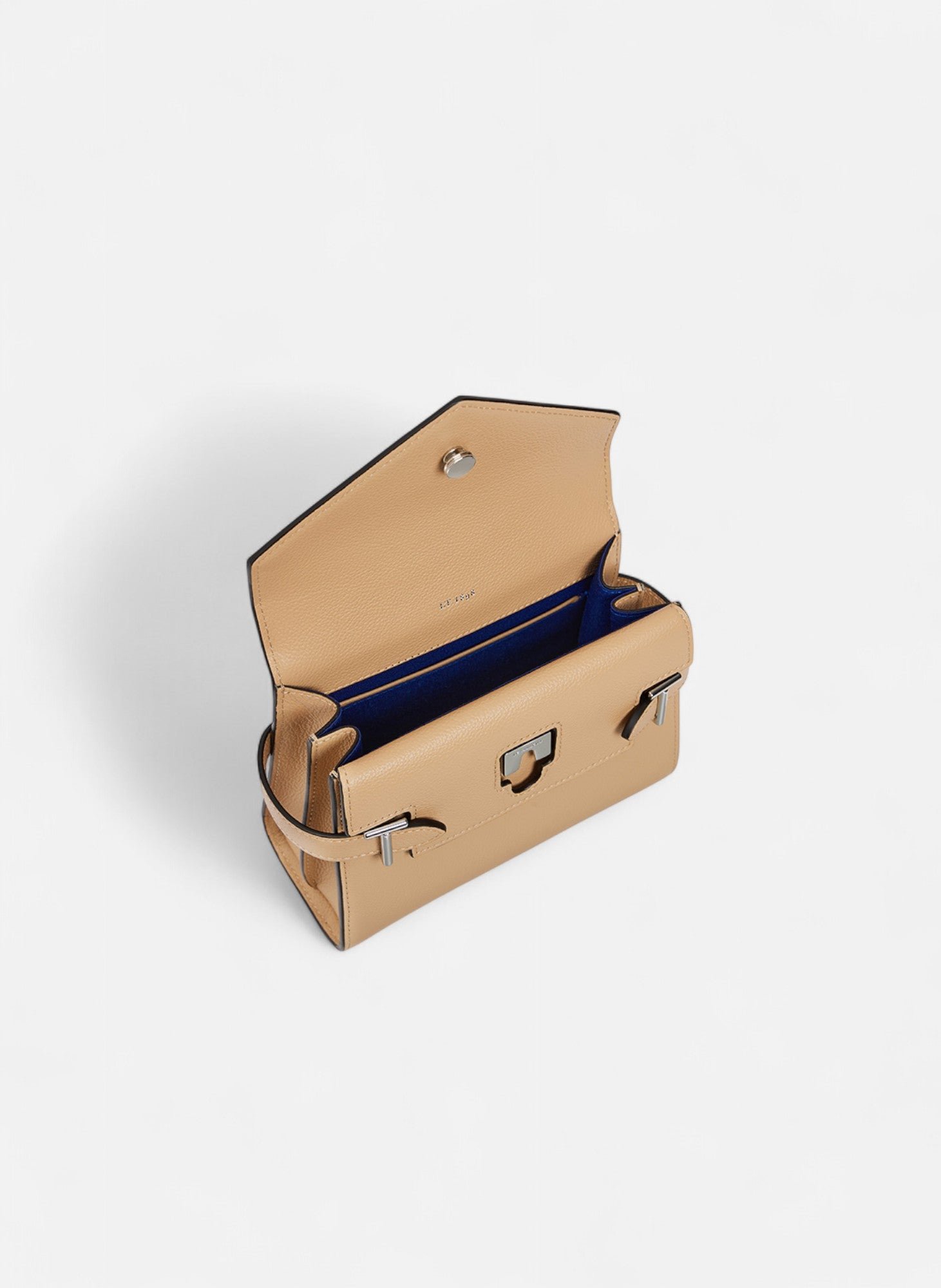 Petit sac à main double rabat emilie en cuir grainé LE TANNEUR Beige