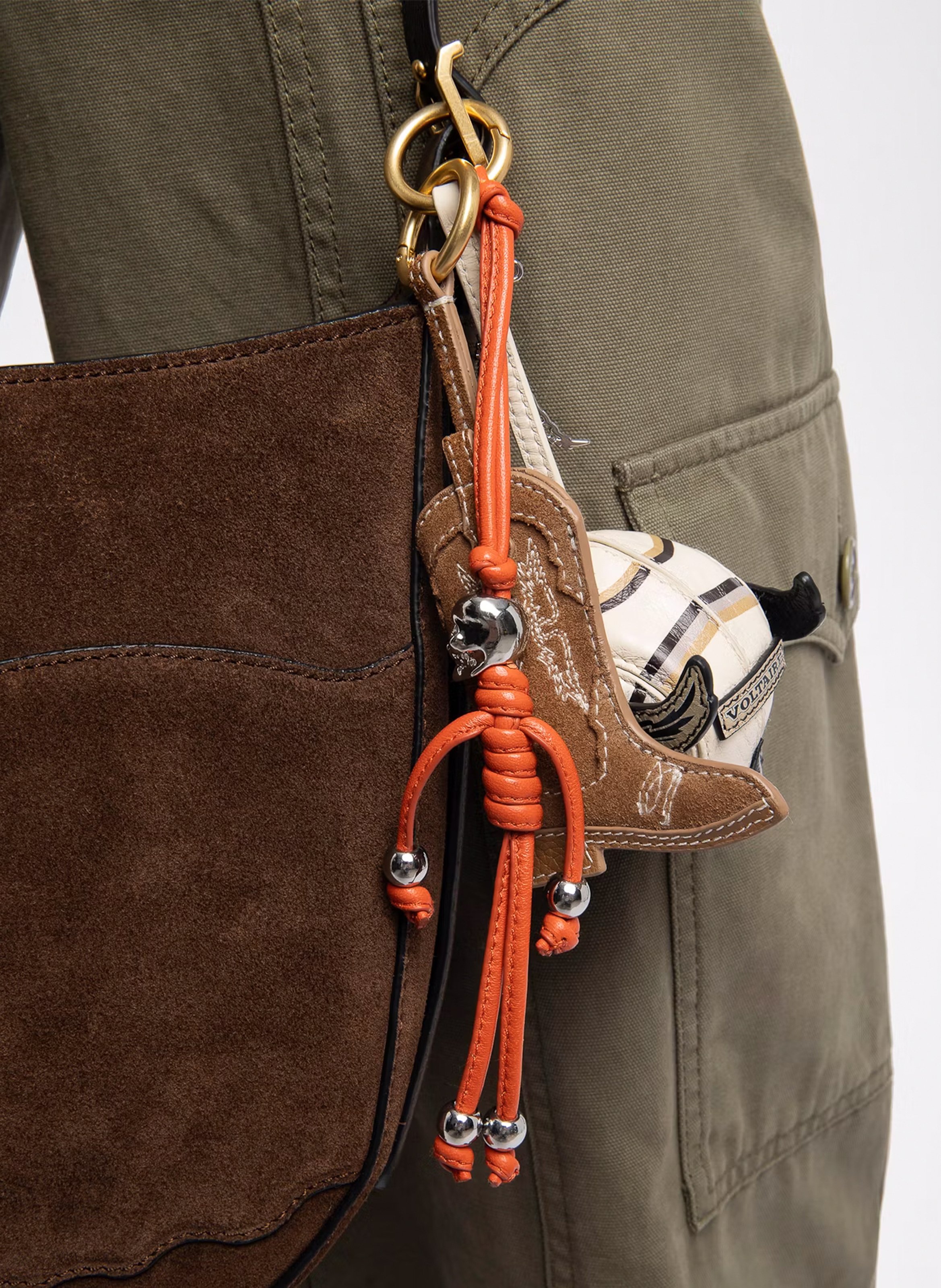 Porte-clé en cuir skull ZADIG&VOLTAIRE Orange