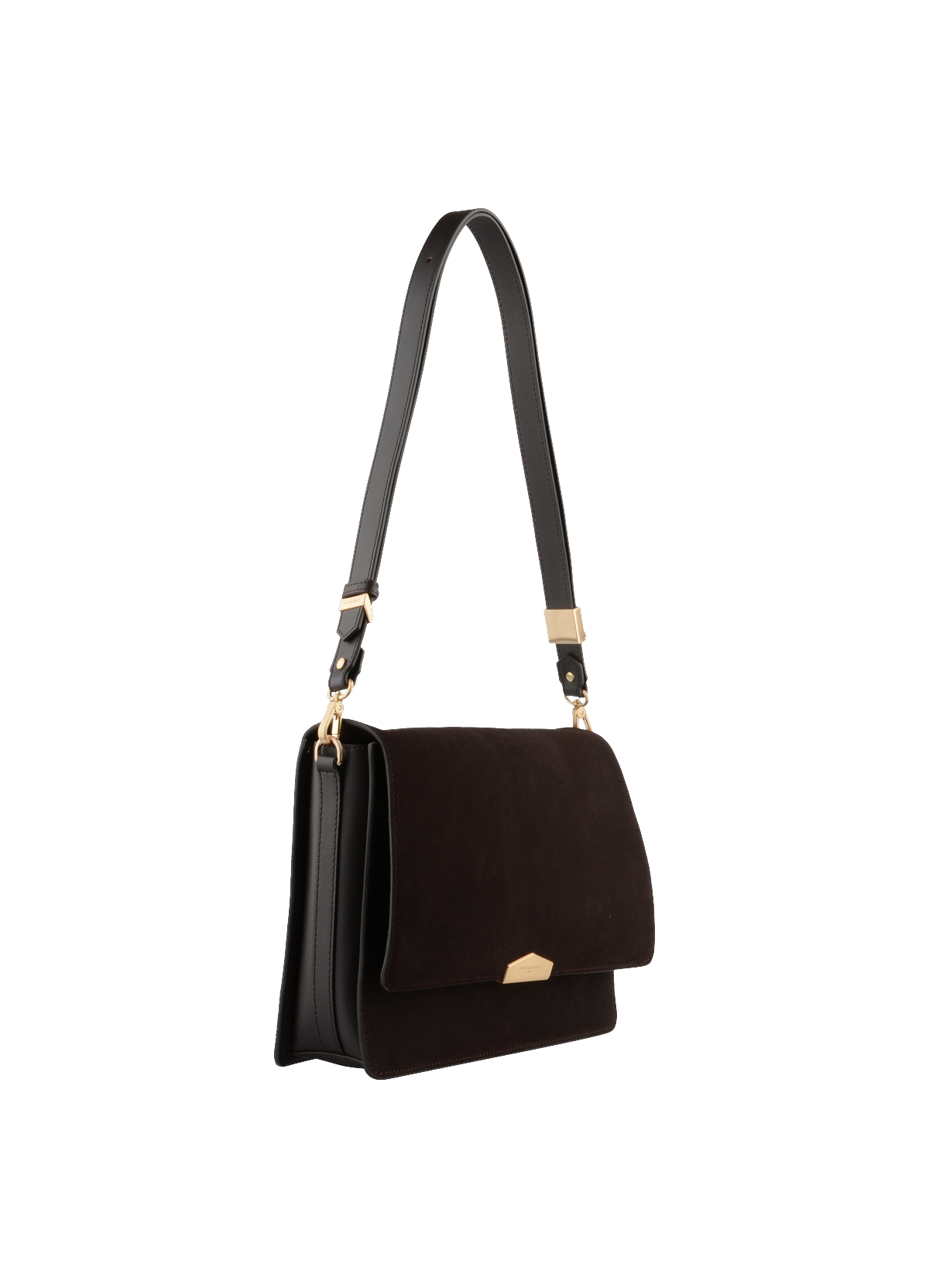 Anjou Daim | Sac porté épaule MM en suede / cuir POURCHET Marron