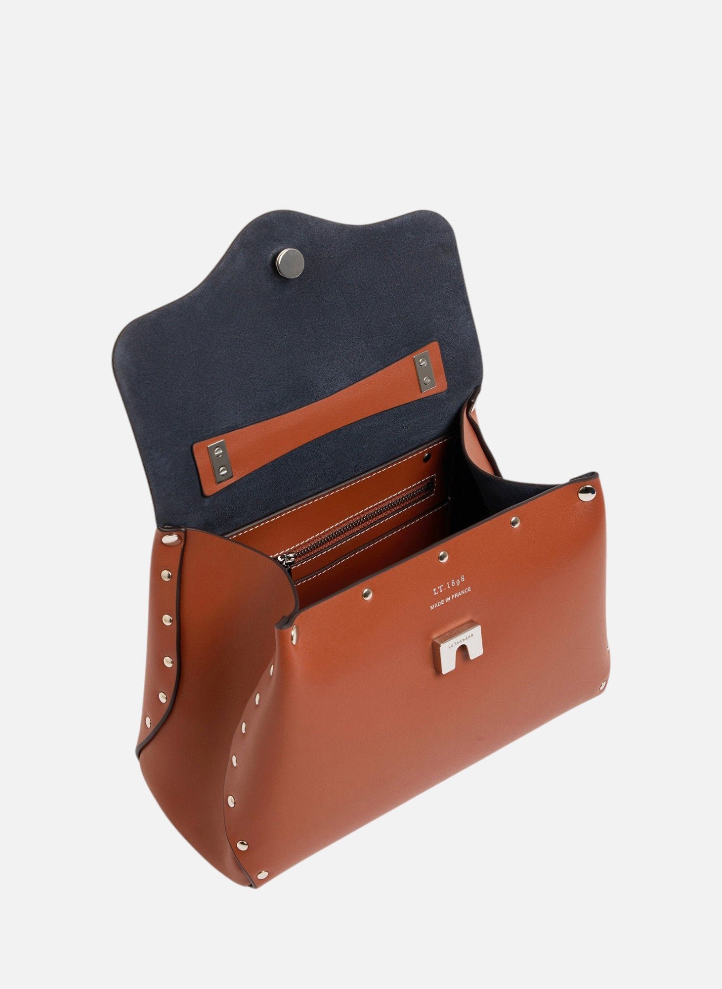 Petit sac à main sans couture en cuir lisse LE TANNEUR Marron