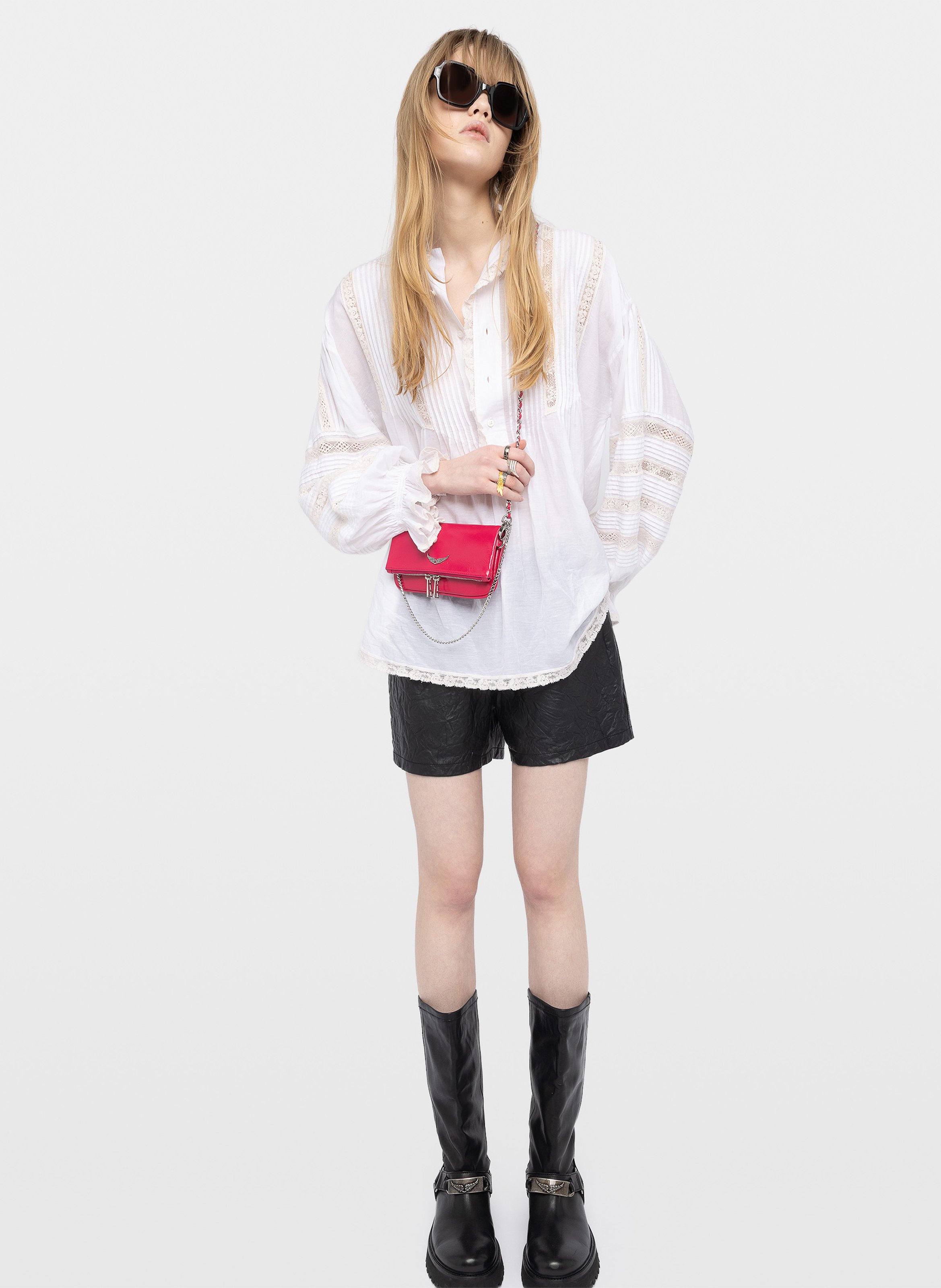 Pochette en cuir rock nano ZADIG&VOLTAIRE Rose