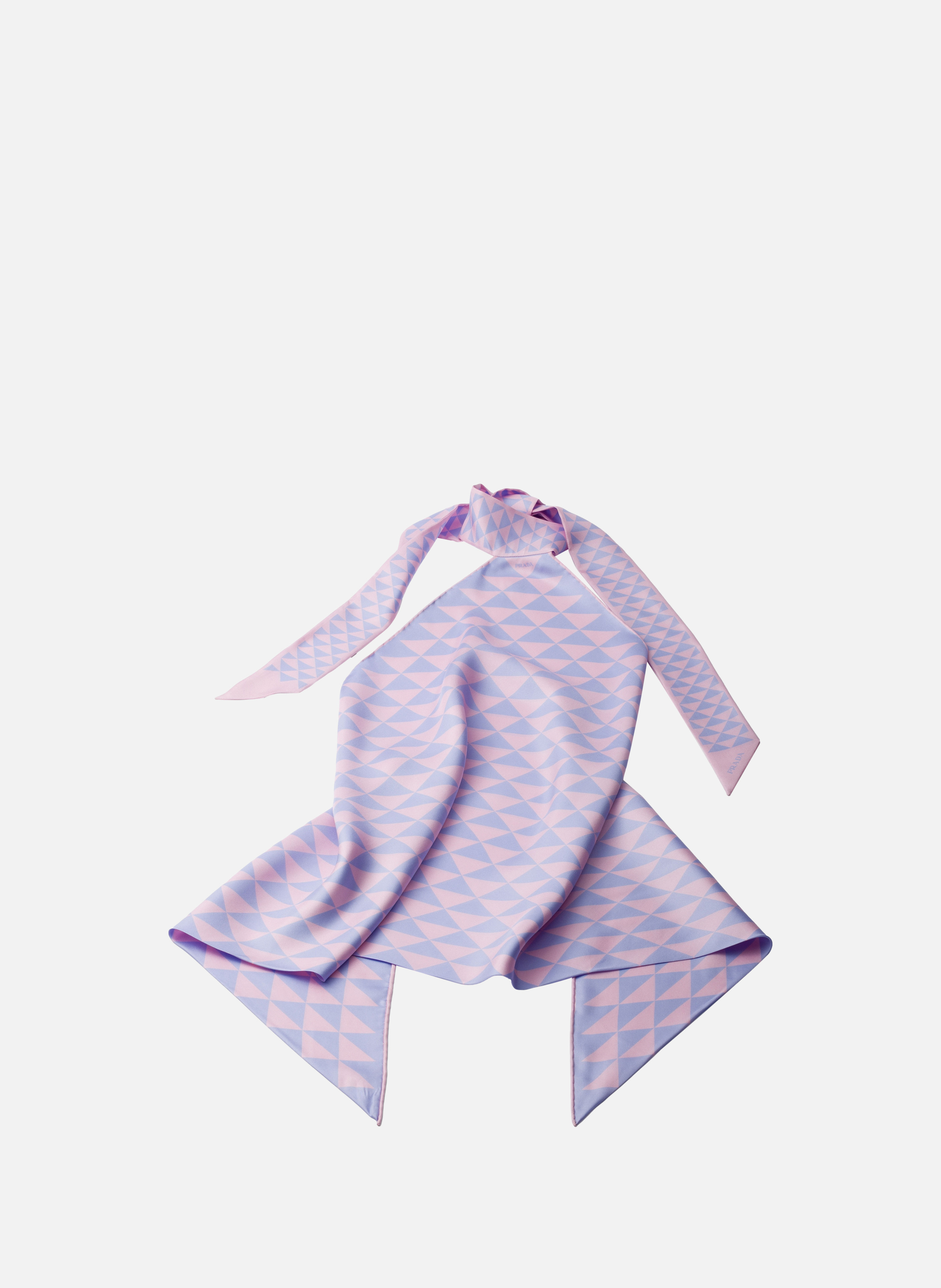 Top dos nu en sergé de soie imprimé PRADA Rose