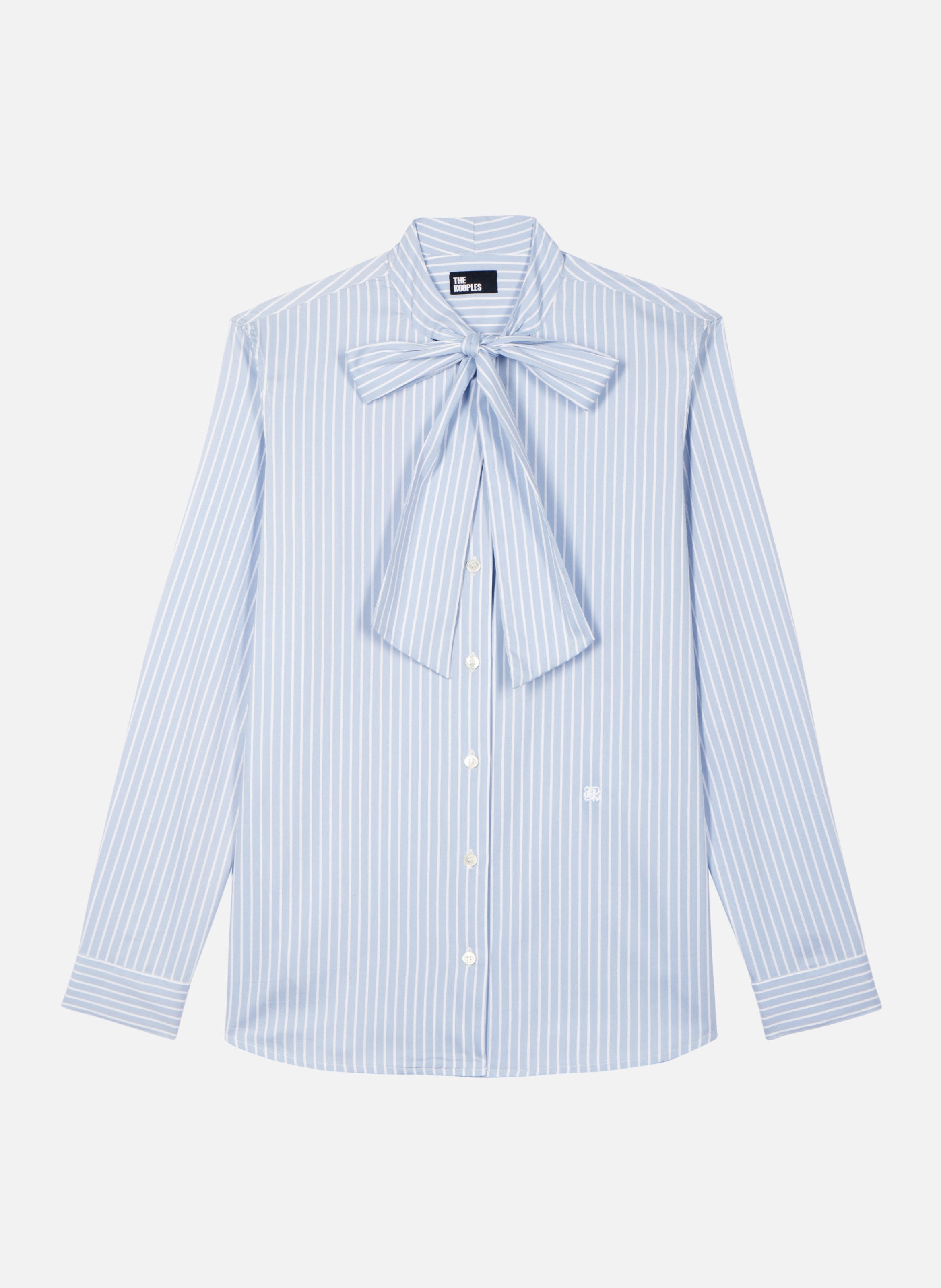 Chemise col lavallière en coton mélangé rayée THE KOOPLES Bleu