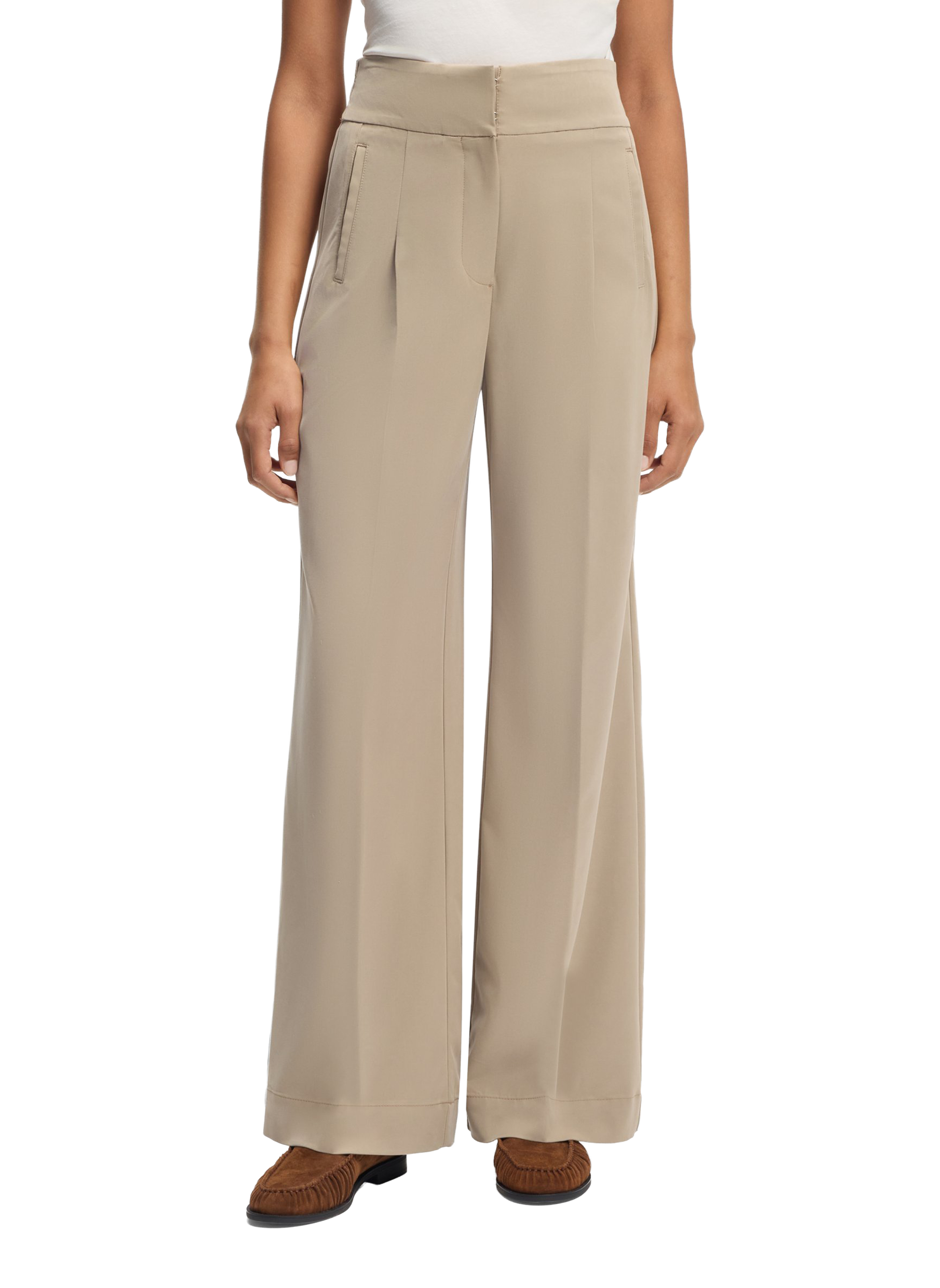 Straight pleated pants BOSS Beige