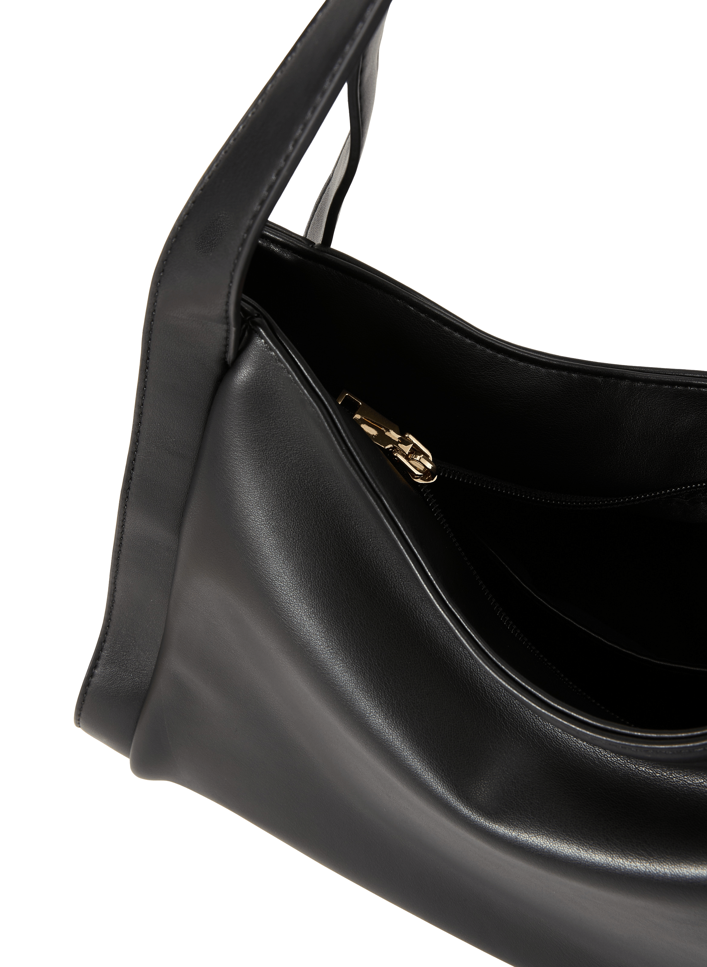 Hobo Handbag in Faux Leather AU PRINTEMPS PARIS Black