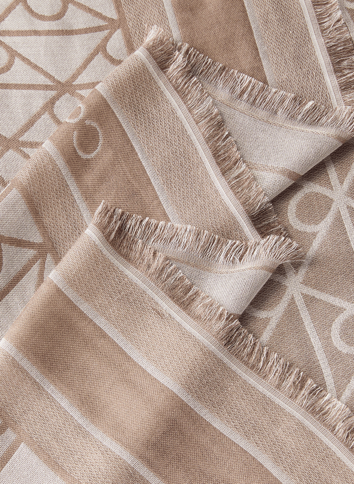 Foulard à motifs bords effilochés CALVIN KLEIN Beige