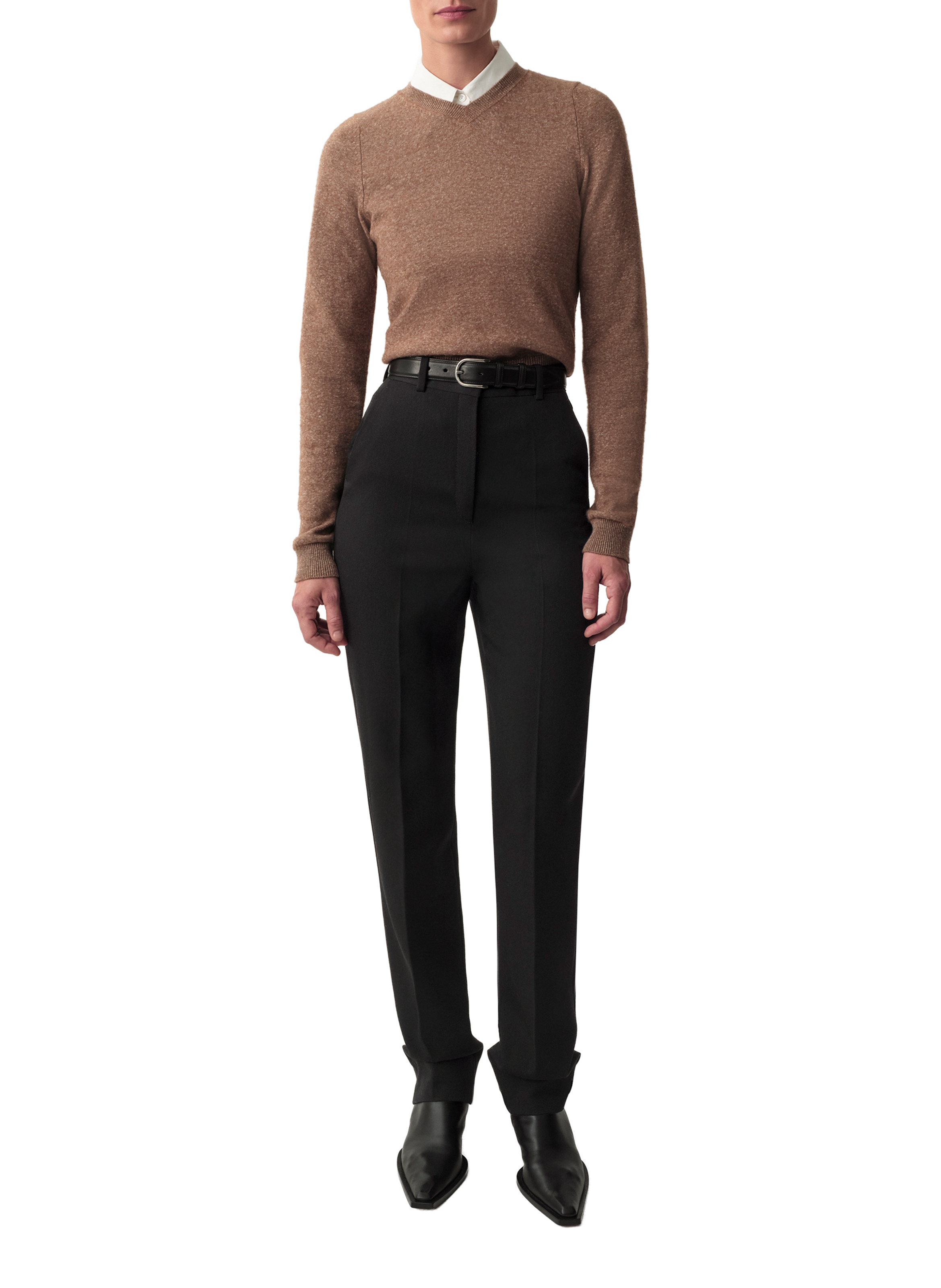 Pantalon cigarette en laine Calvin Klein Collection Noir