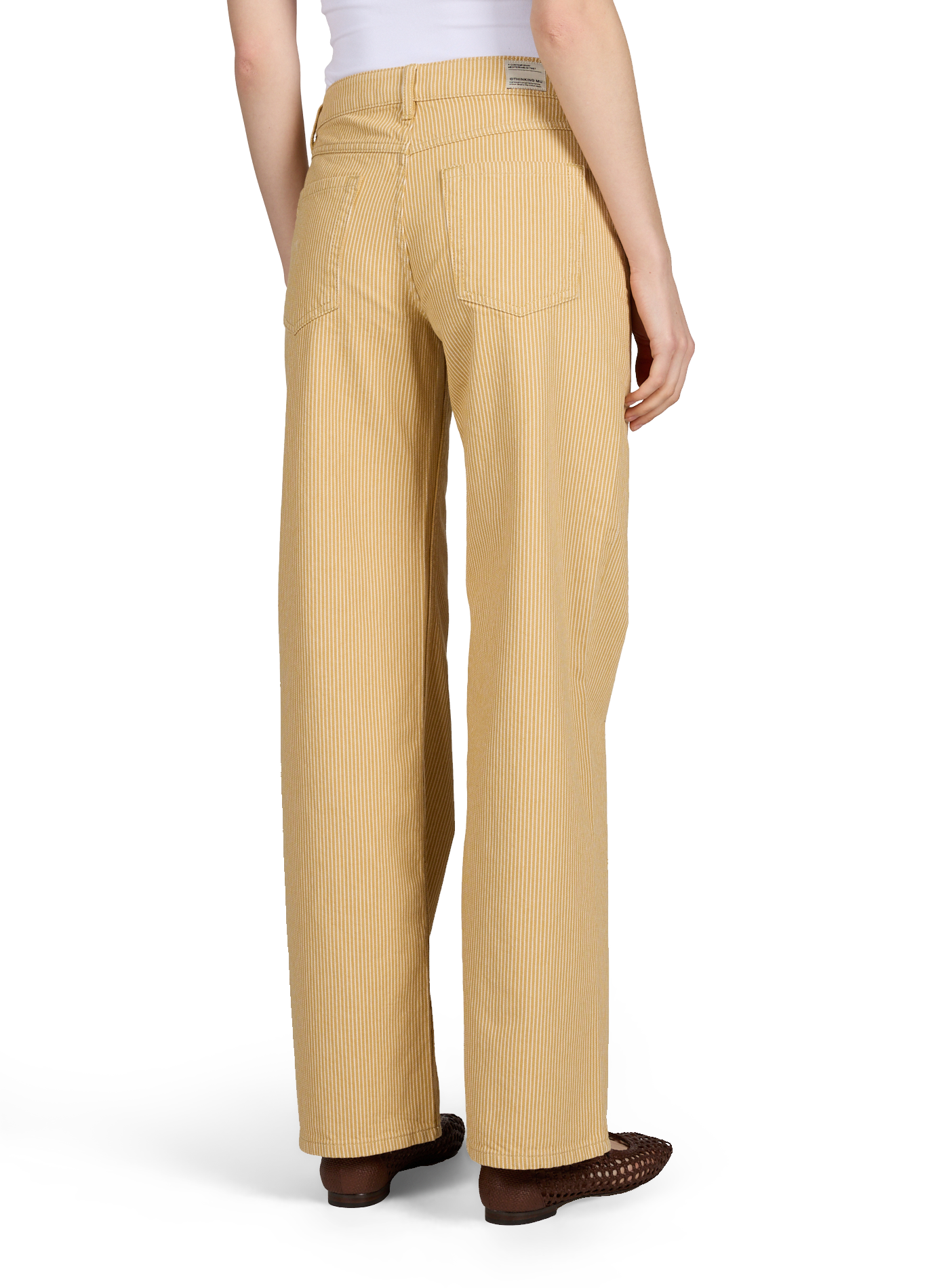 Pantalon large à rayures THINKING MU Beige