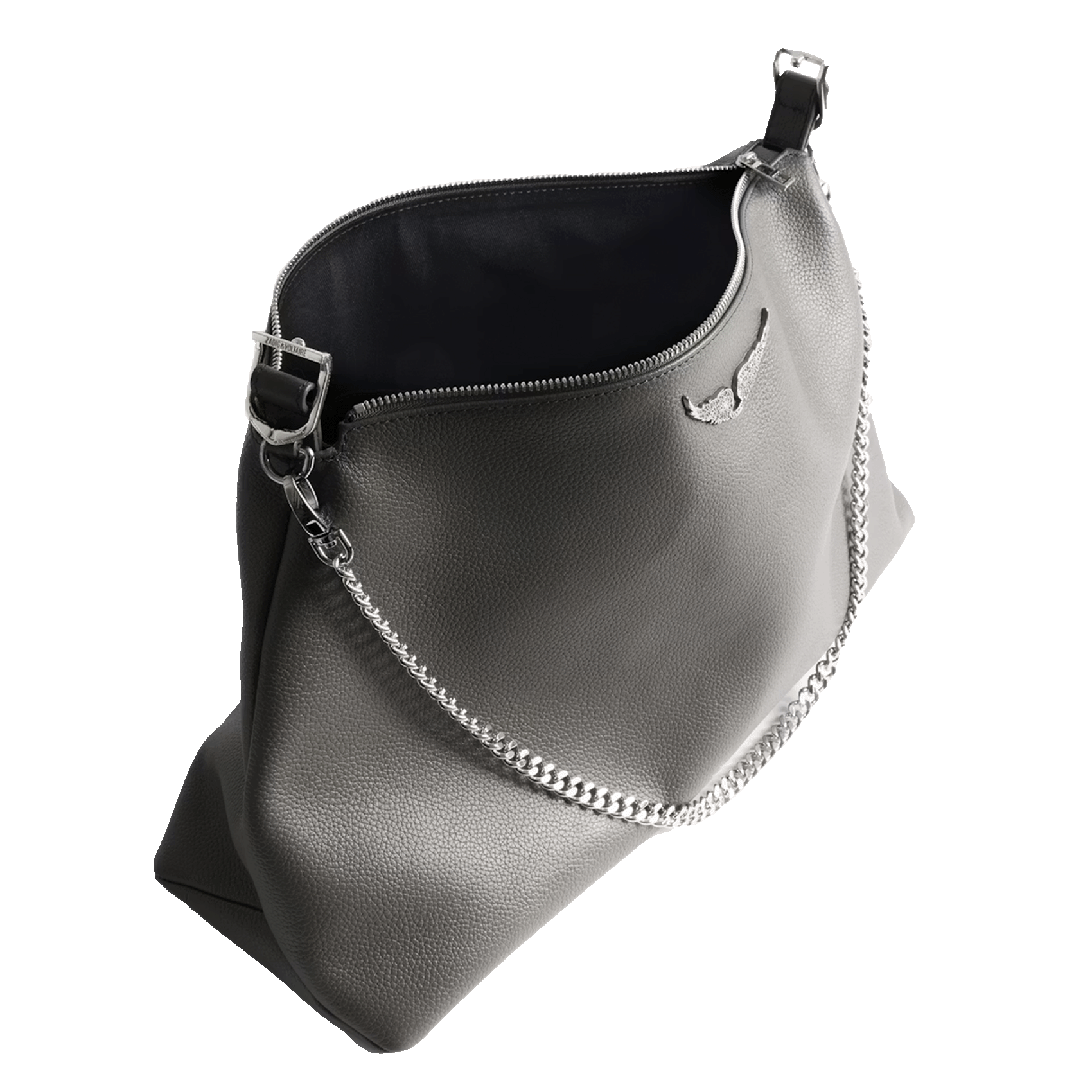 Sac porté épaule en cuir grainé jim ZADIG&VOLTAIRE Gris