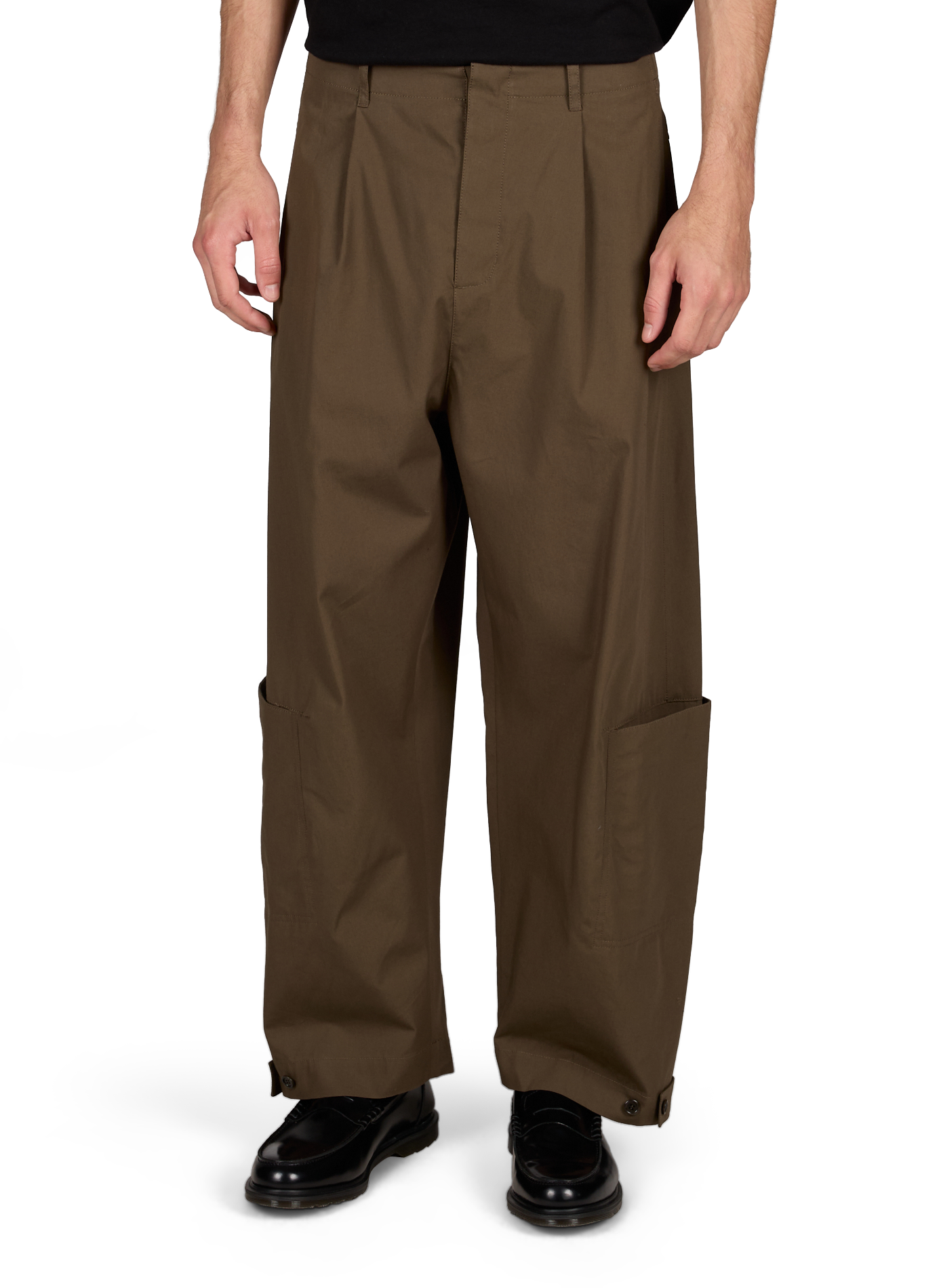 Wide-leg multi-pocket trousers in blended cotton. AMOMENTO Brown