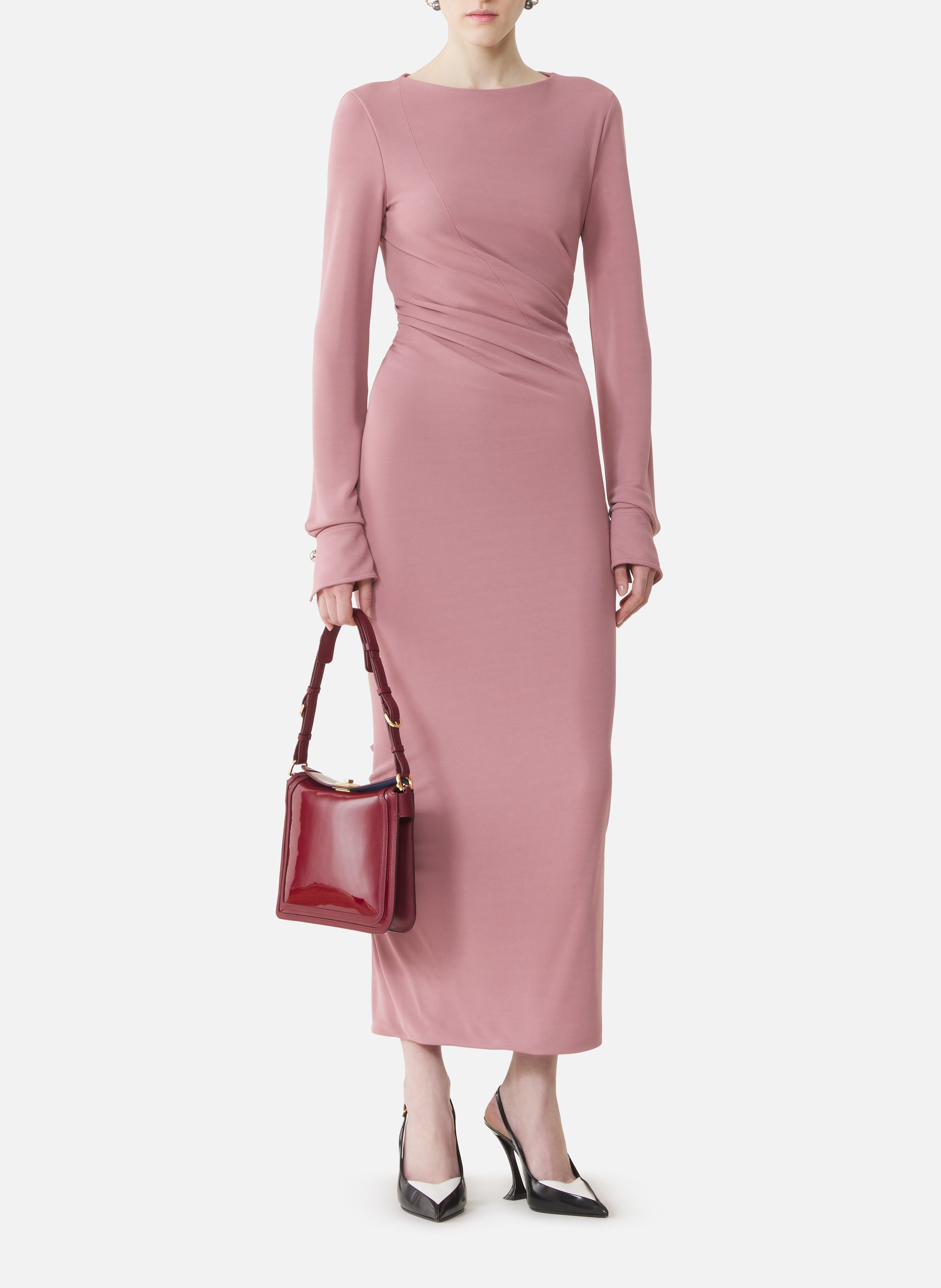 Robe longue drapée en jersey crêpe LANVIN Rose